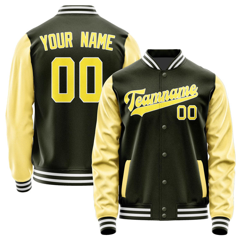 Maßgeschneidertes Dunkles Oliv Blassgelb Jacke JA0202260218B31826