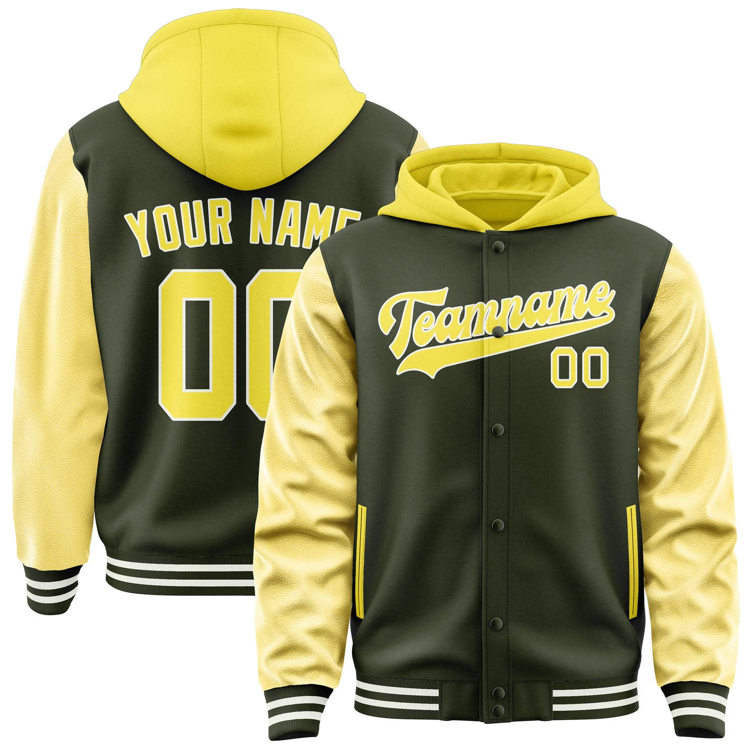 Maßgeschneidertes Dunkles Oliv Blassgelb Jacke JA020226021817262617