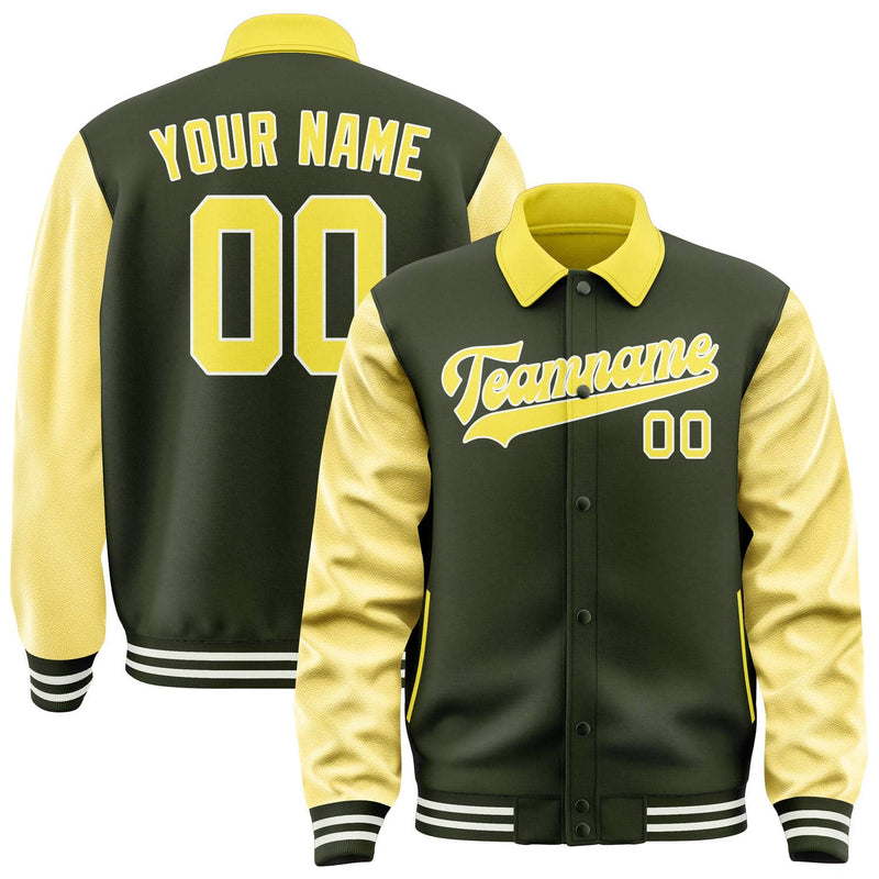 Maßgeschneidertes Dunkles Oliv Blassgelb Jacke JA020226021817262617