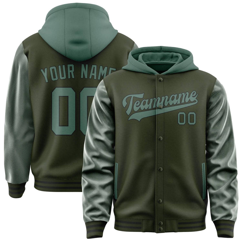 Maßgeschneidertes Dunkles Oliv Blaugrün Jacke JA020227021718272718