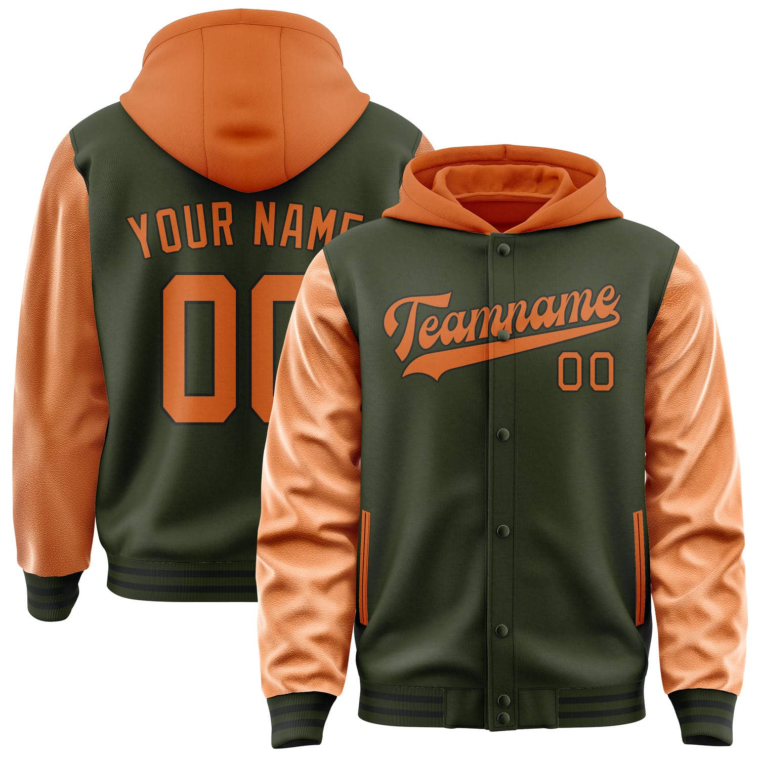 Maßgeschneidertes Dunkles Oliv Orange Jacke JA020228021718282818