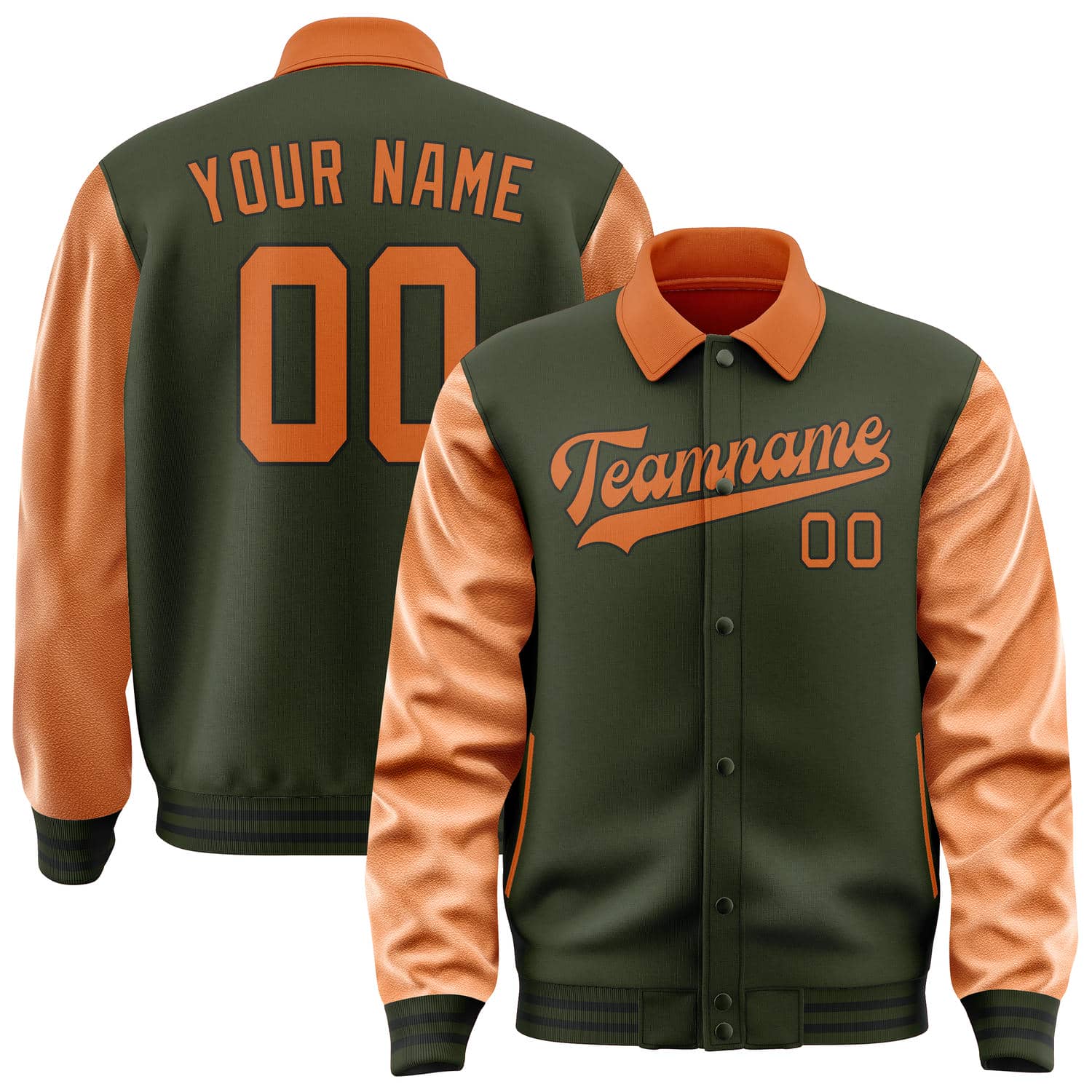 Maßgeschneidertes Dunkles Oliv Orange Jacke JA020228021718282818