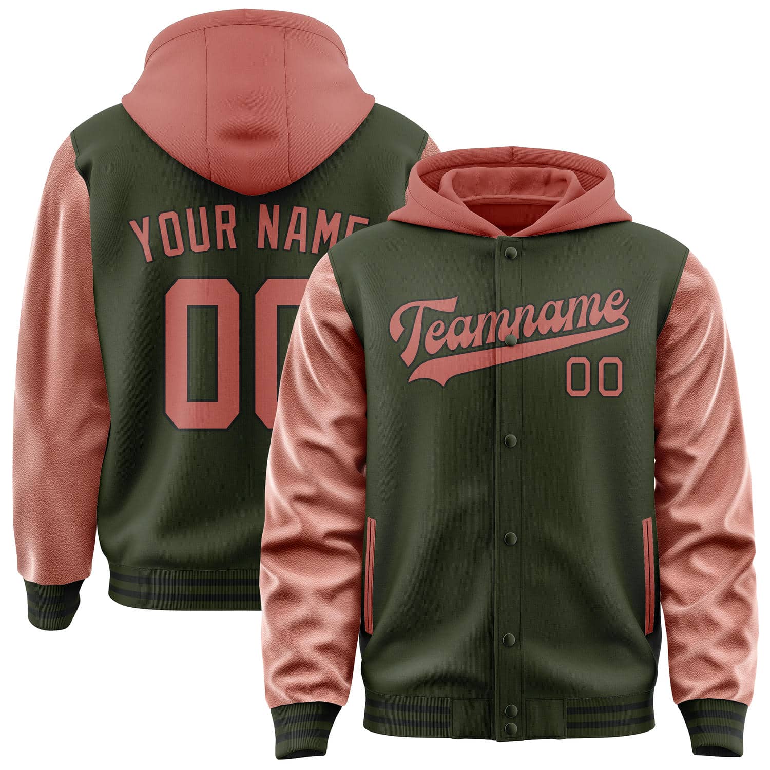 Maßgeschneidertes Dunkles Oliv Kupferrose Jacke JA020229021718292918