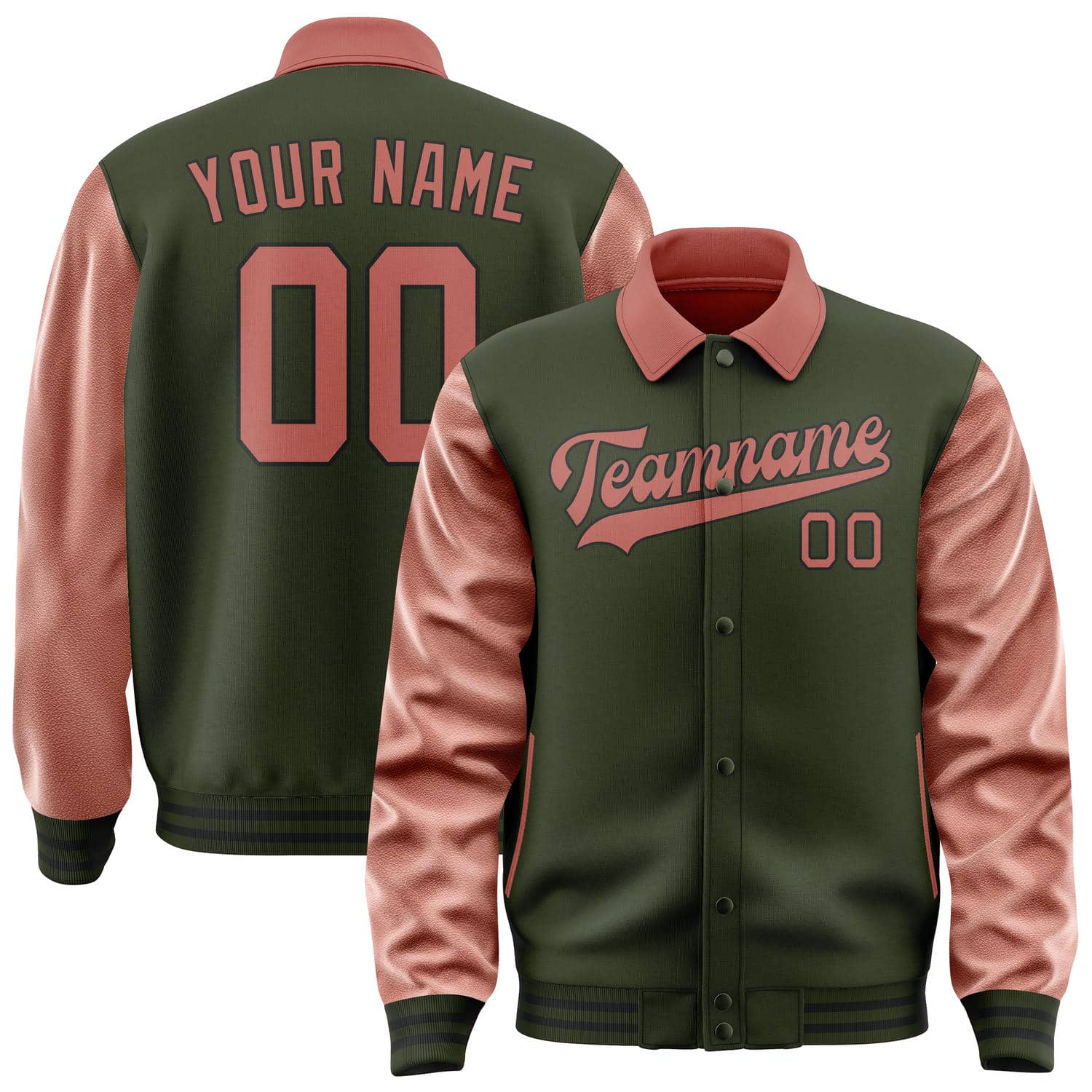 Maßgeschneidertes Dunkles Oliv Kupferrose Jacke JA020229021718292918