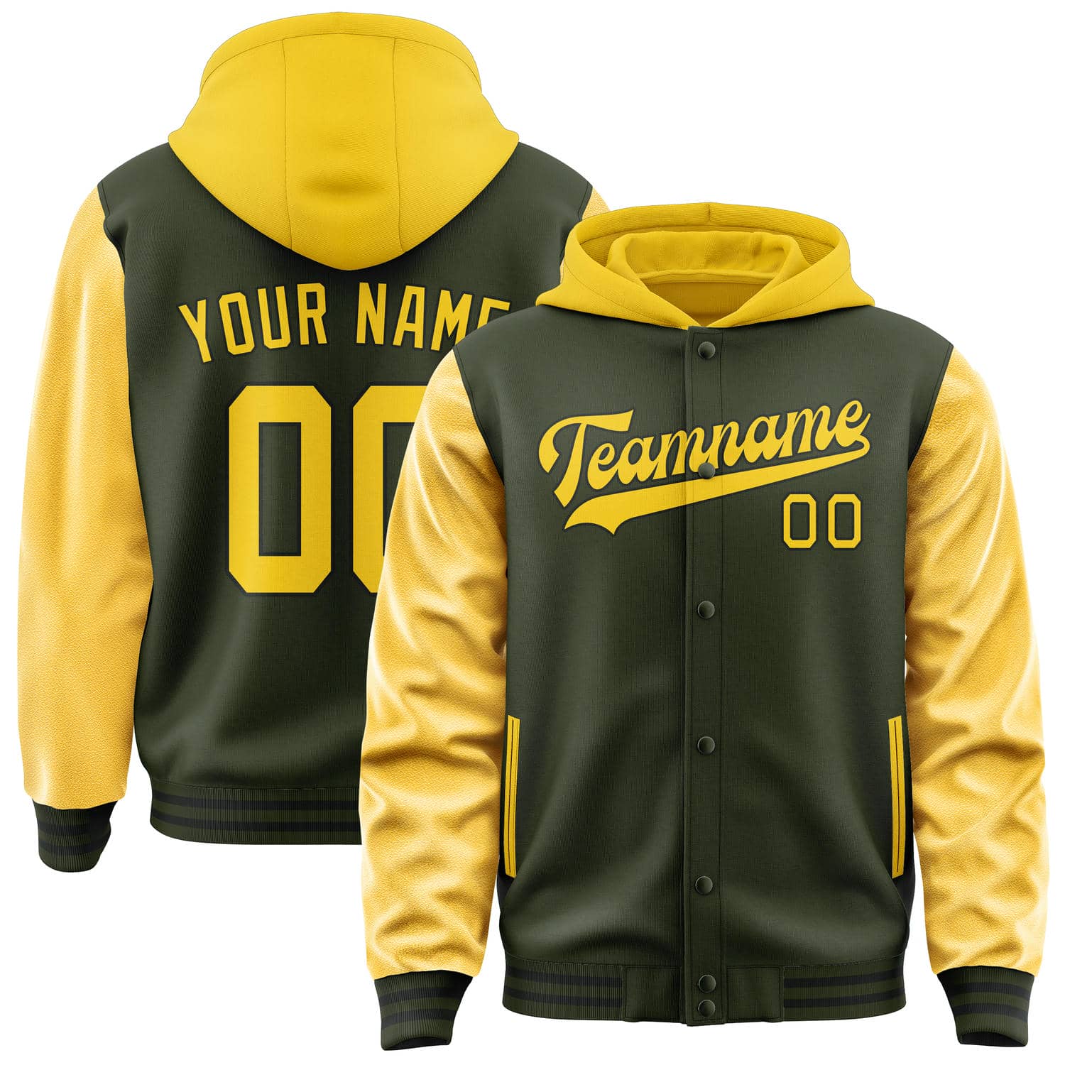 Maßgeschneidertes Dunkles Oliv Gold Jacke JA020230021718303018