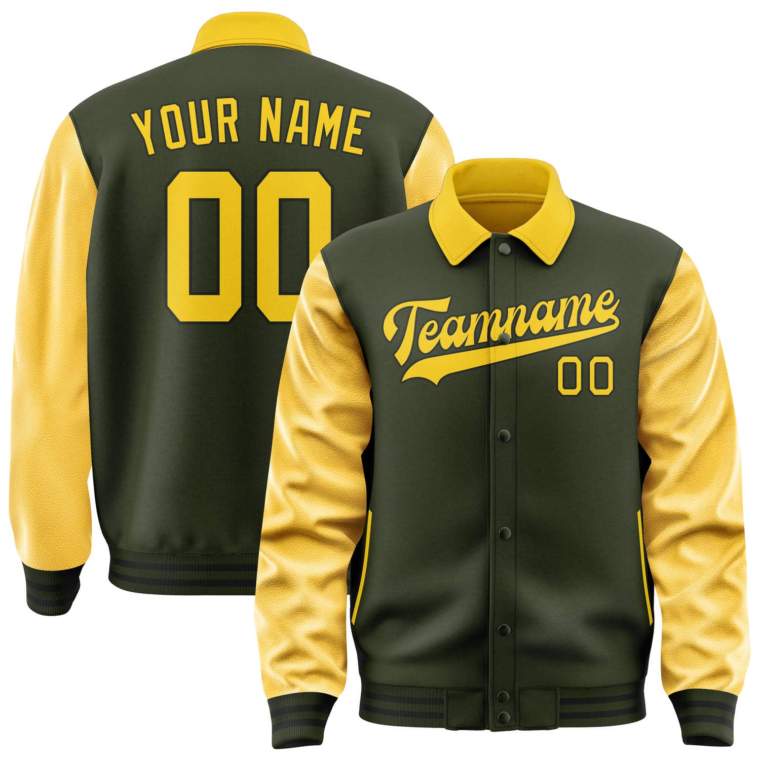 Maßgeschneidertes Dunkles Oliv Gold Jacke JA020230021718303018