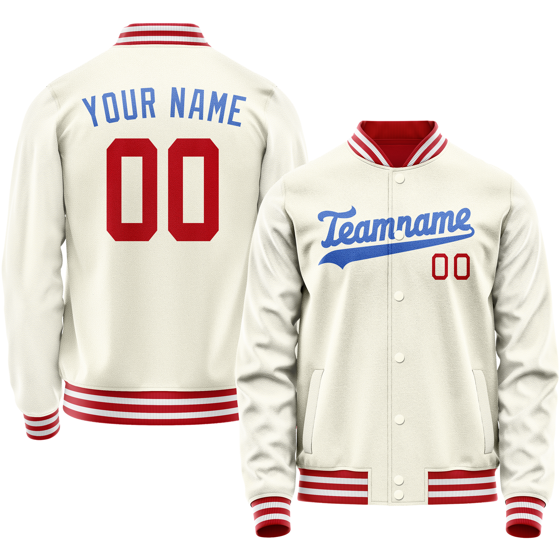 Maßgeschneidertes Creme Königsblau Collegejacke JA02240617JC115