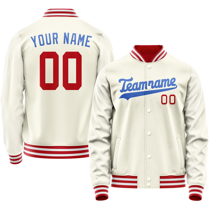 Maßgeschneidertes Creme Königsblau Collegejacke JA02240617JC115