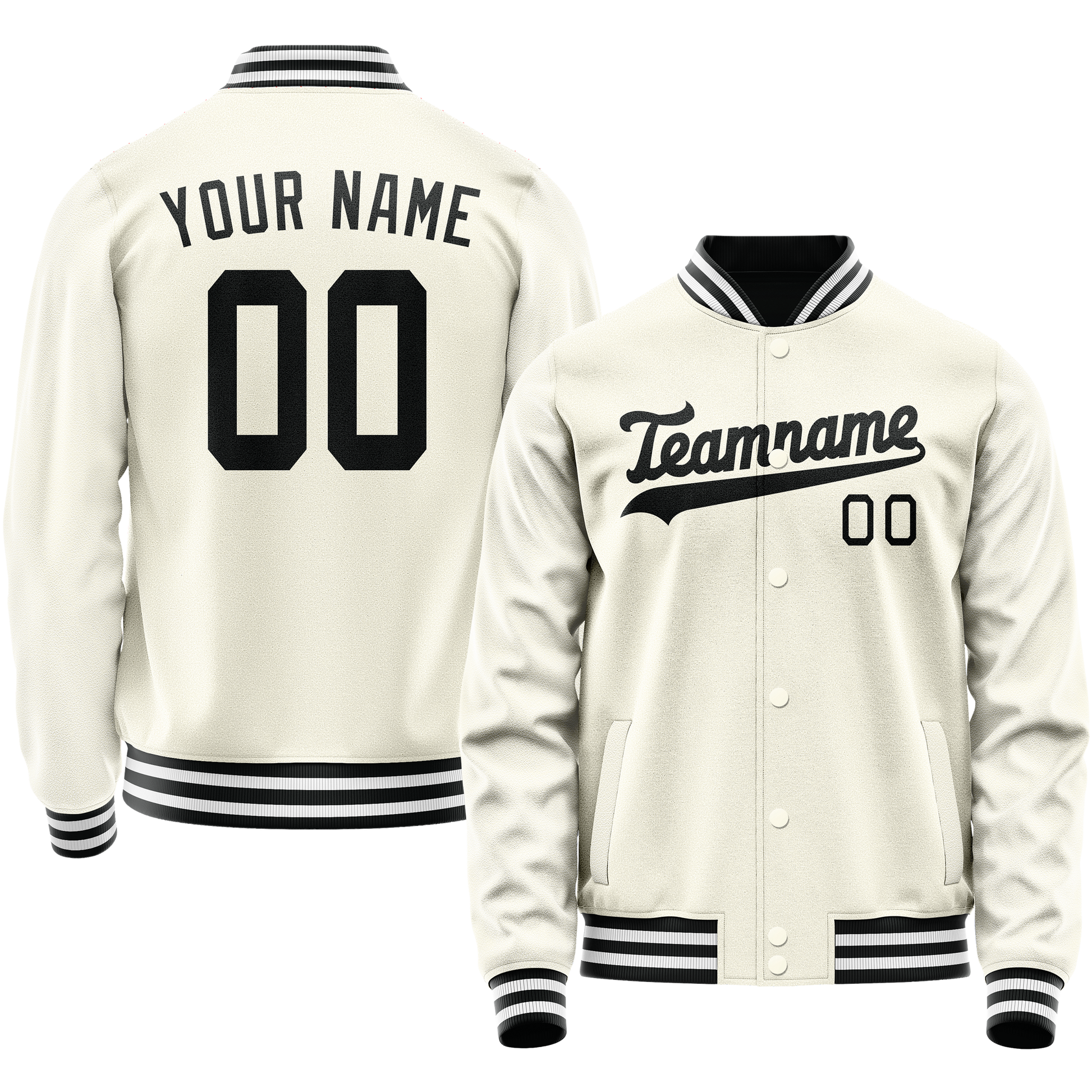 Maßgeschneidertes Creme Schwarz Collegejacke JA02240617JC111
