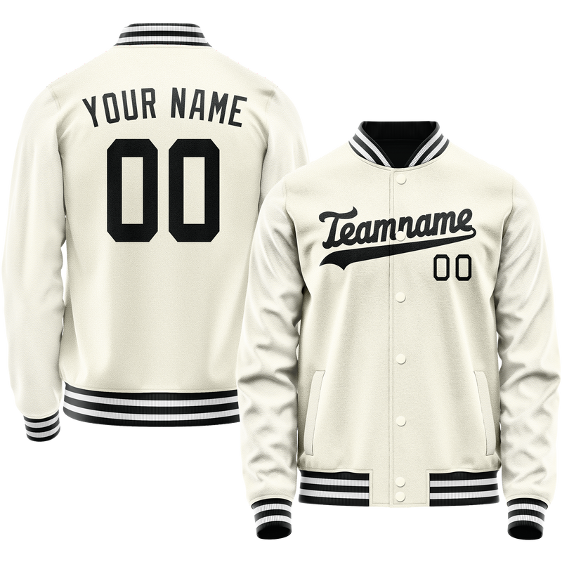 Maßgeschneidertes Creme Schwarz Collegejacke JA02240617JC111