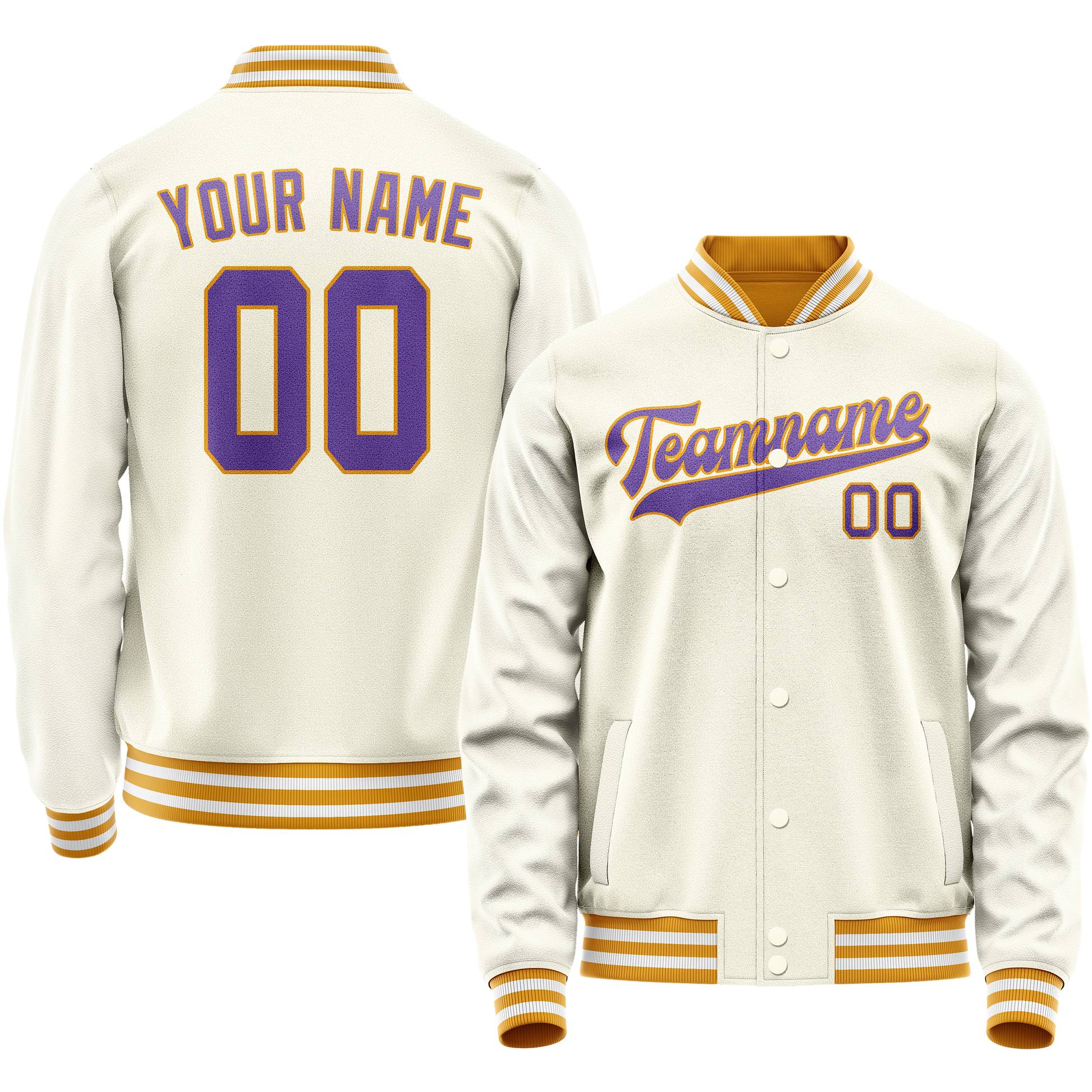 Maßgeschneidertes Creme Lila Collegejacke JA02240617JC117
