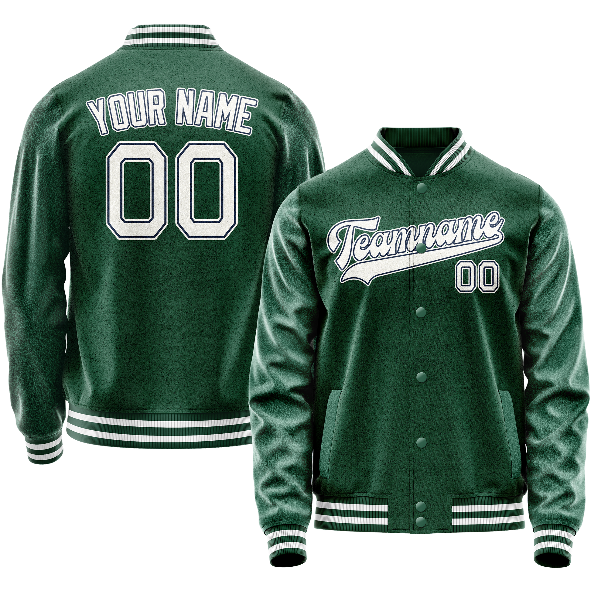 Maßgeschneidertes Kelly Grün Weiß Collegejacke JA02240617ZF224