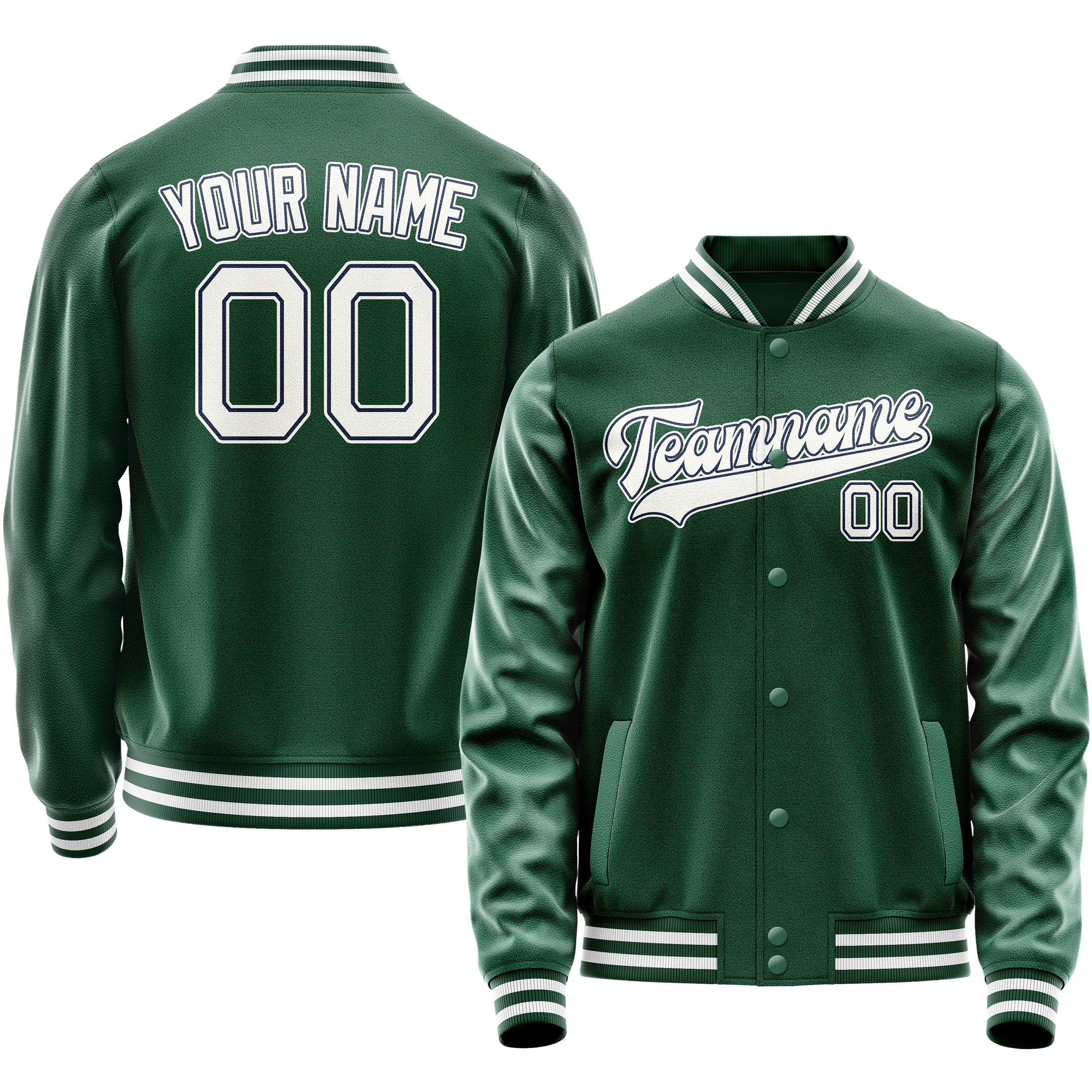 Maßgeschneidertes Kelly Grün Weiß Collegejacke JA02240617ZF224