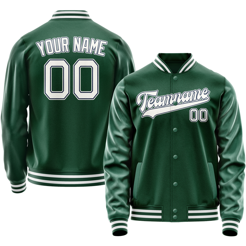 Maßgeschneidertes Kelly Grün Weiß Collegejacke JA02240617ZF224