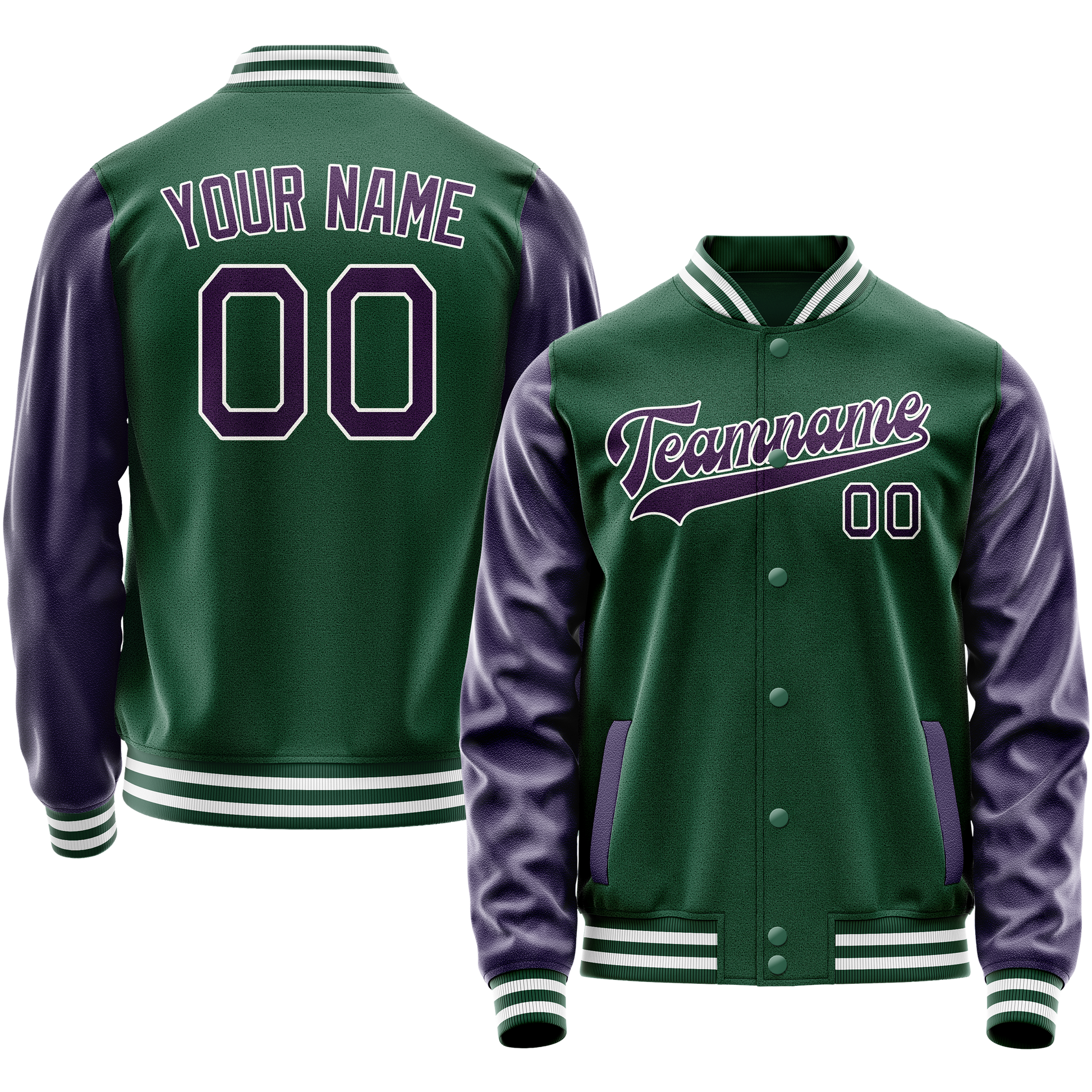 Maßgeschneidertes Kelly Grün Lila Collegejacke JA02240617ZF229
