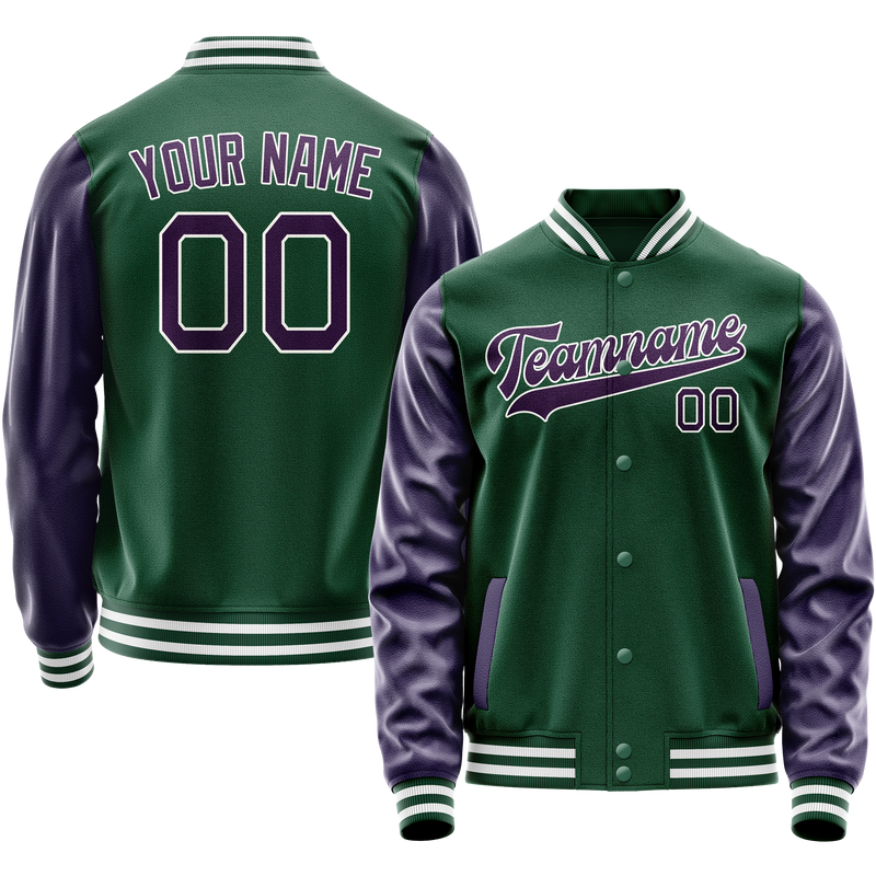 Maßgeschneidertes Kelly Grün Lila Collegejacke JA02240617ZF229