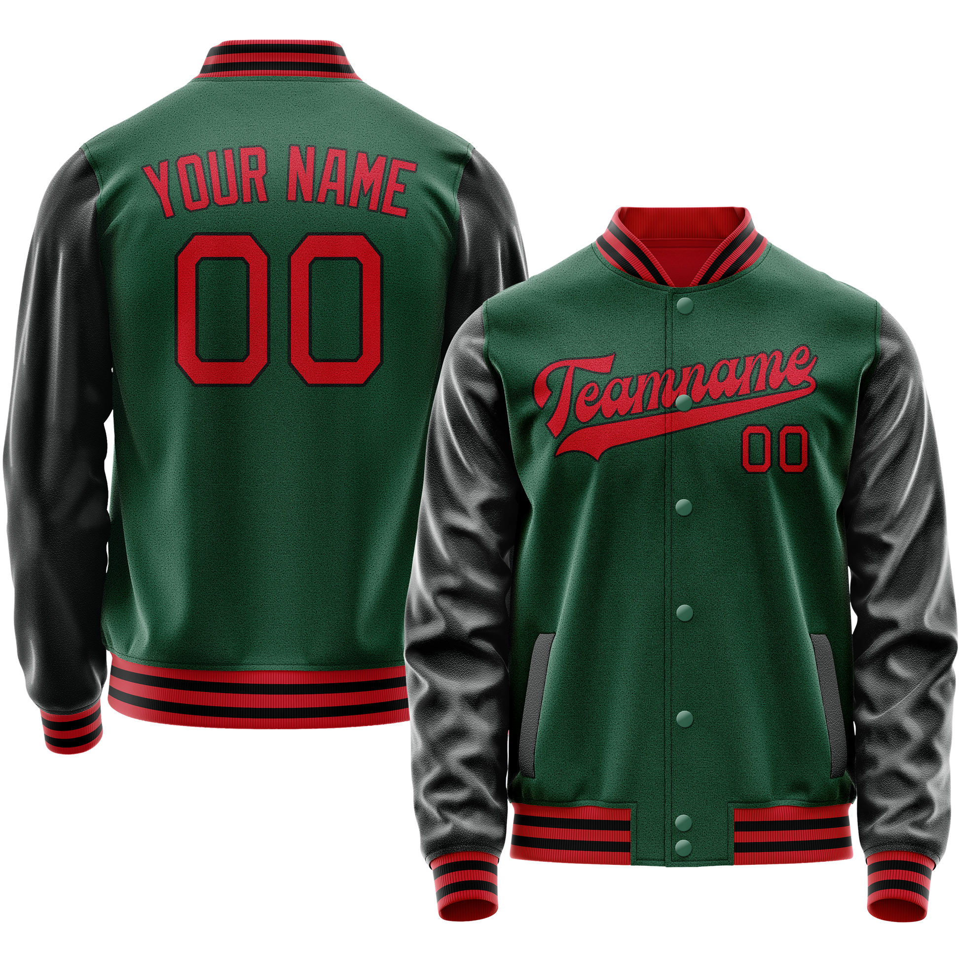 Maßgeschneidertes Kelly Grün Schwarz Collegejacke JA02240617ZF234