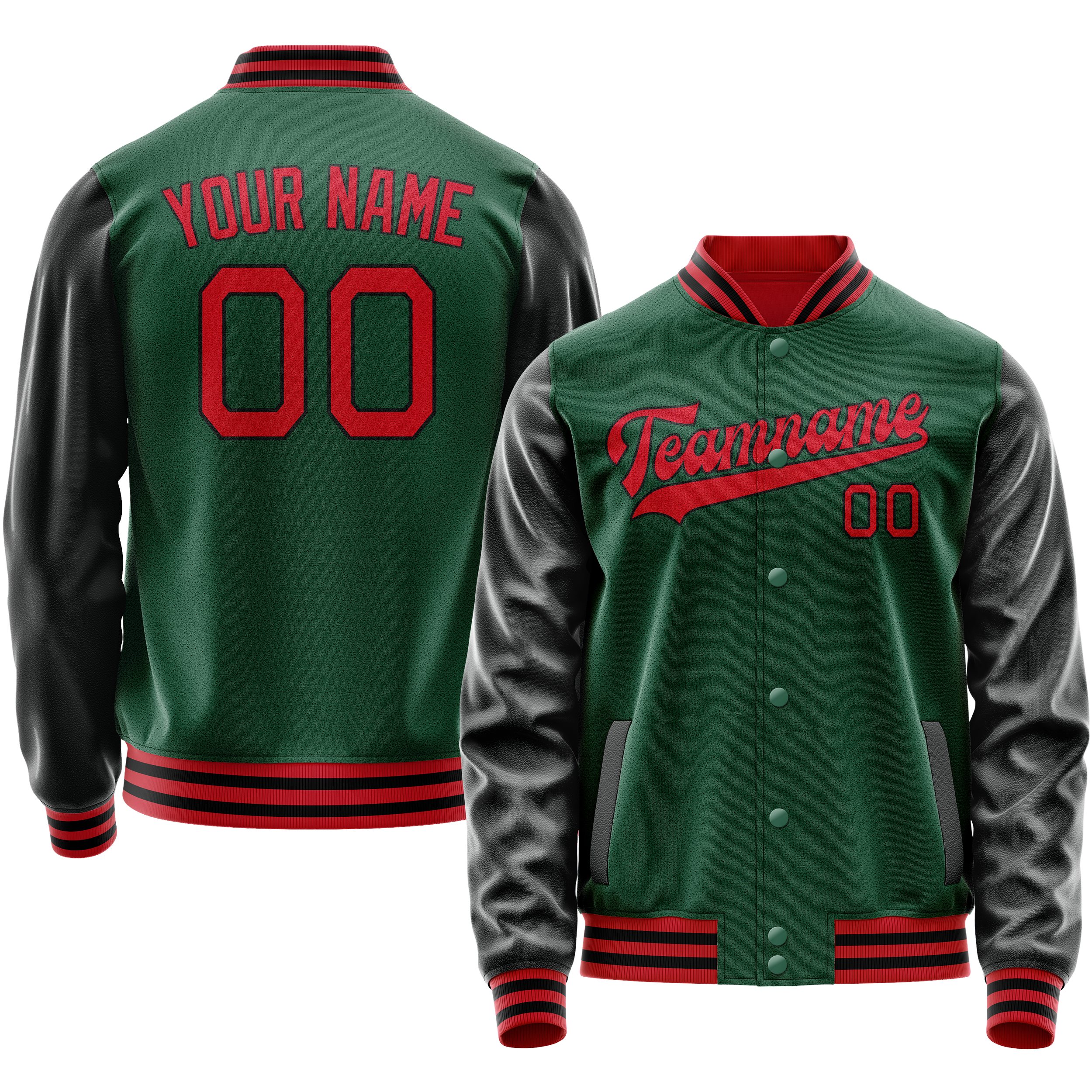 Maßgeschneidertes Kelly Grün Schwarz Collegejacke JA02240617ZF234