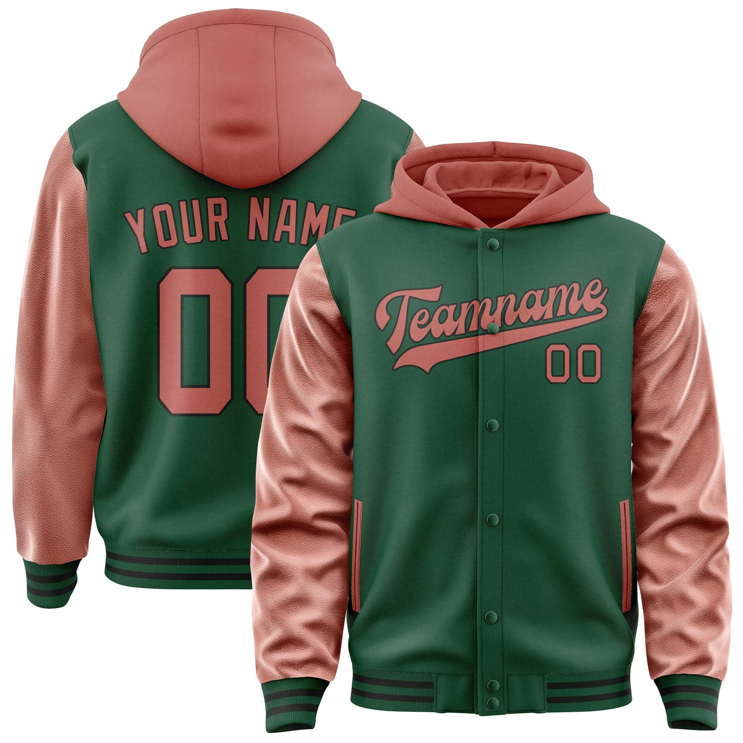 Maßgeschneidertes Moosgrün Kupferrose Jacke JA050529051718292918