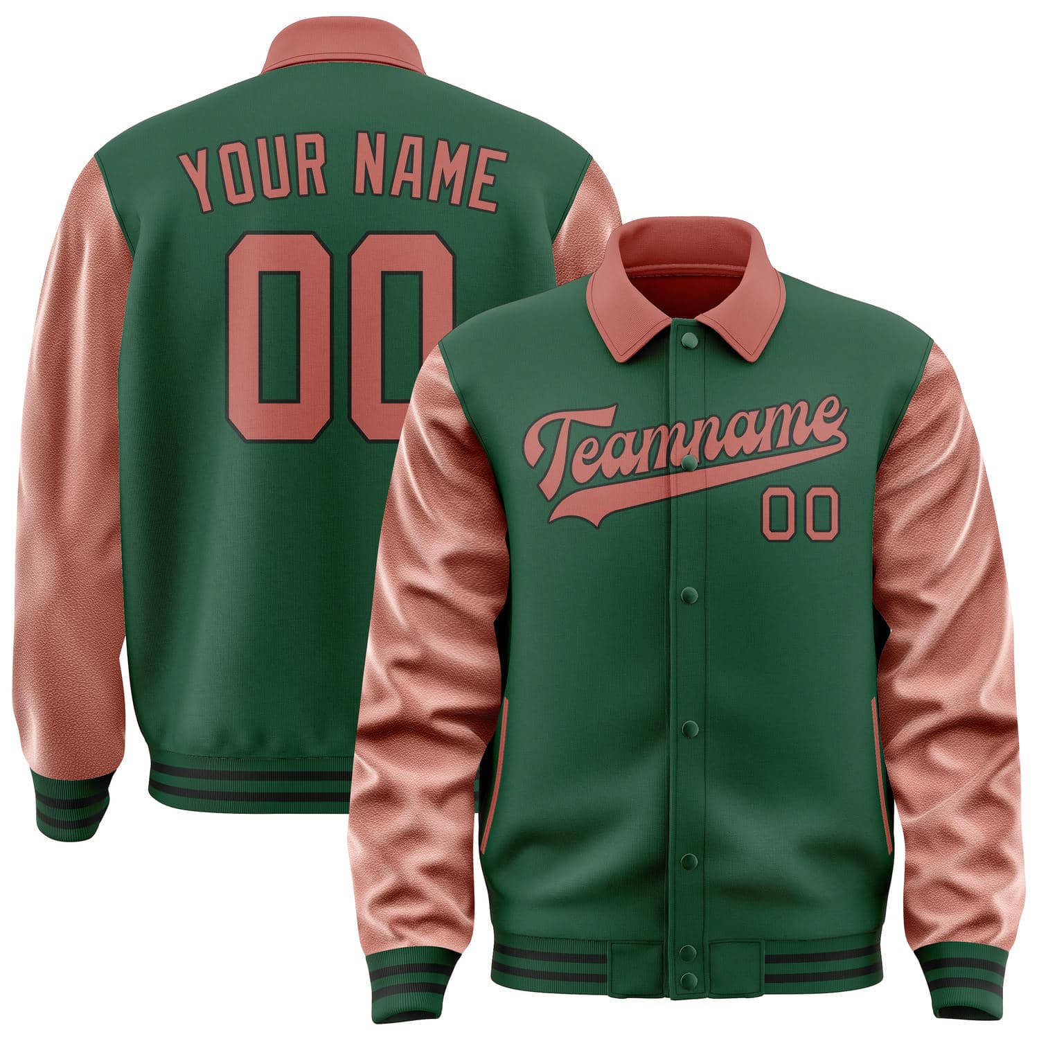 Maßgeschneidertes Moosgrün Kupferrose Jacke JA050529051718292918