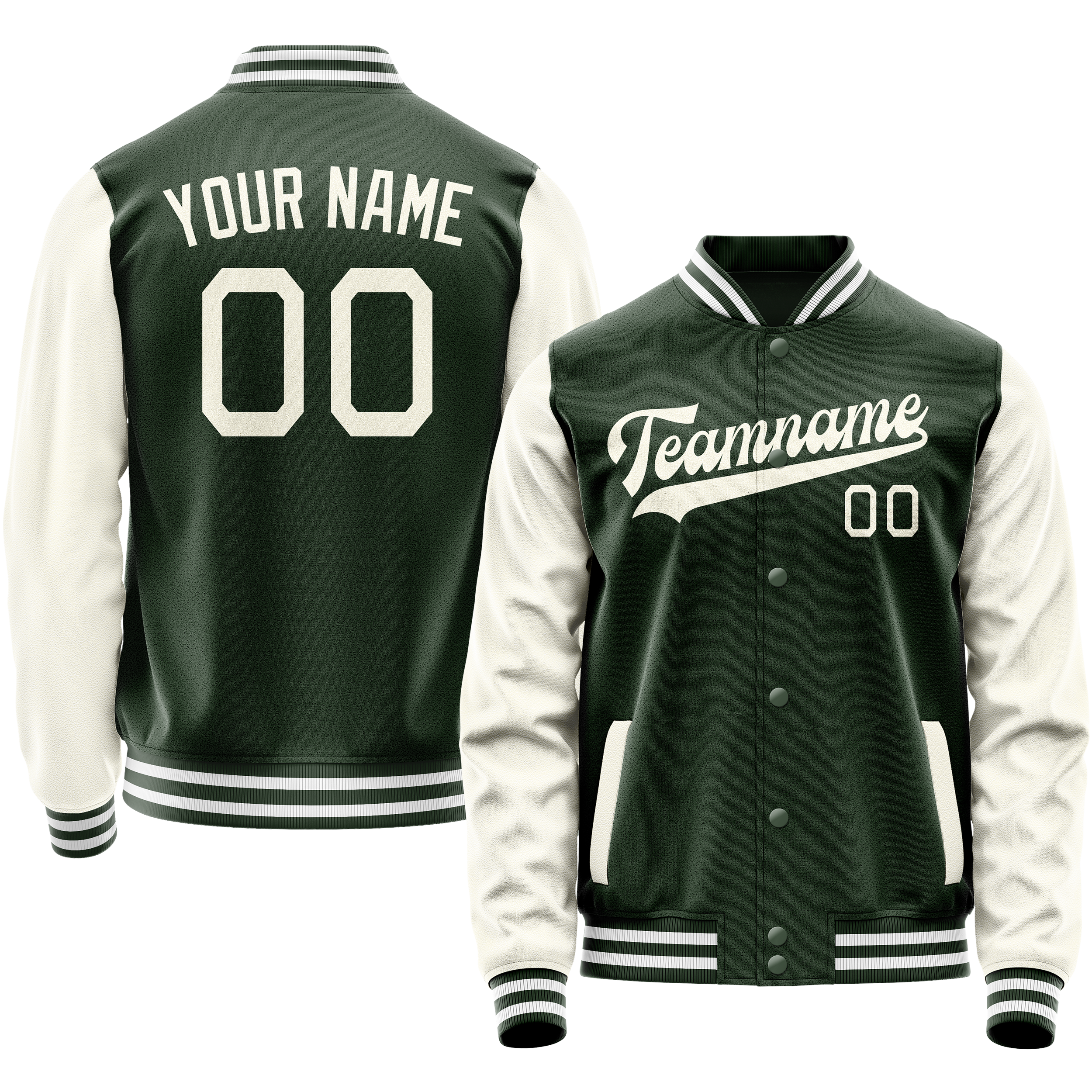 Maßgeschneidertes Grün Creme Collegejacke JA02240617JG178