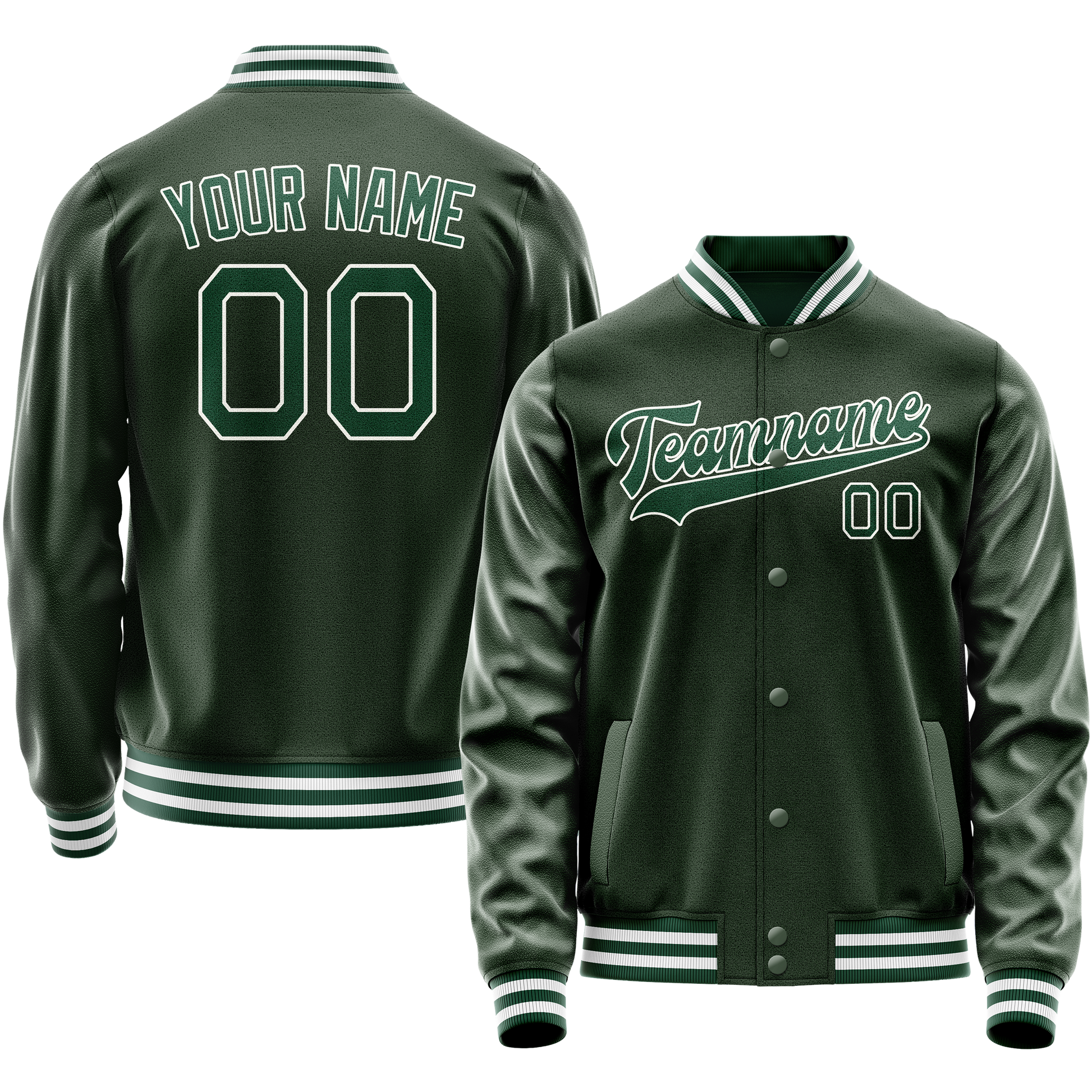 Maßgeschneidertes Grün Weiß Collegejacke JA02240617JG195