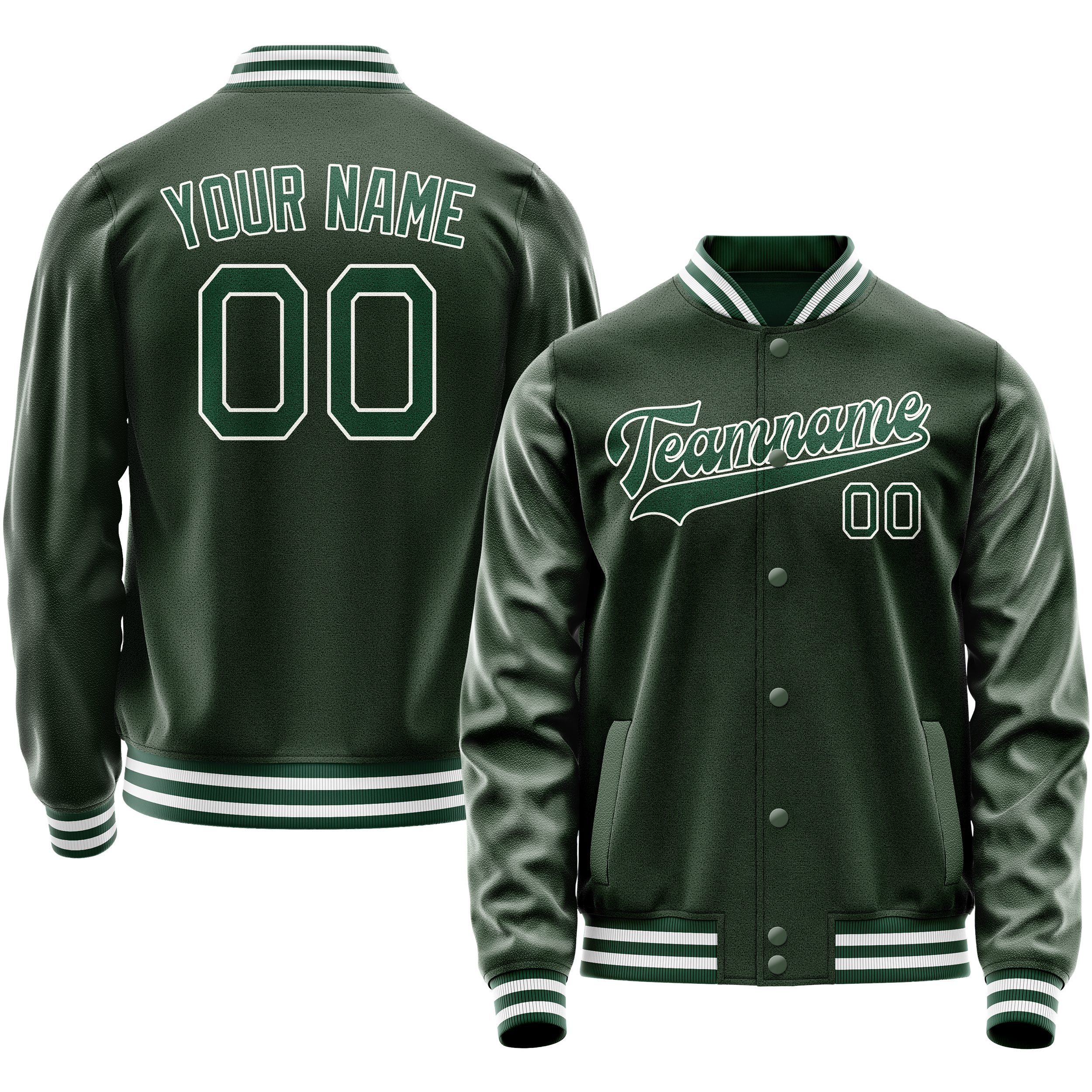 Maßgeschneidertes Grün Weiß Collegejacke JA02240617JG195
