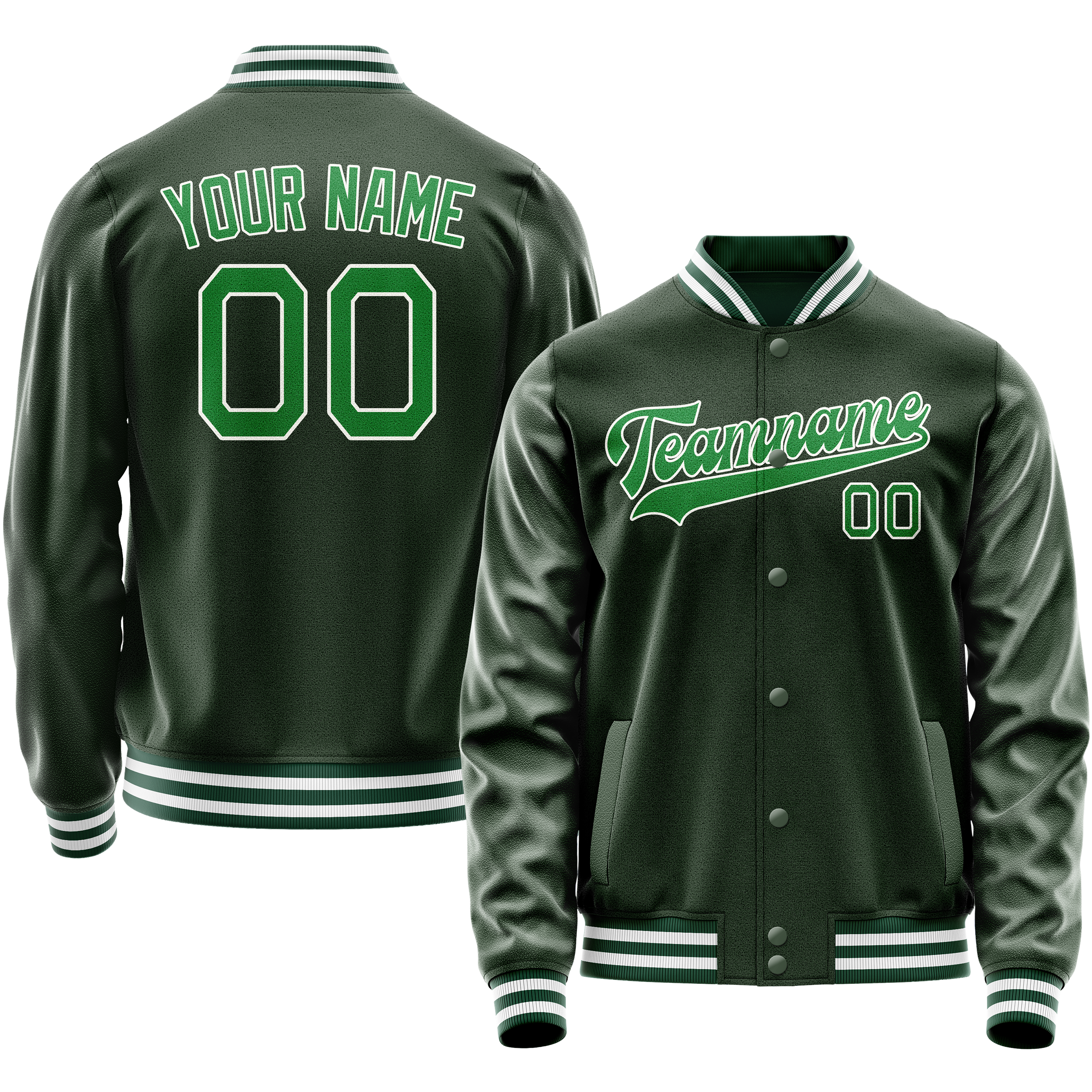 Maßgeschneidertes Grün Kelly Grün Collegejacke JA02240617JG181