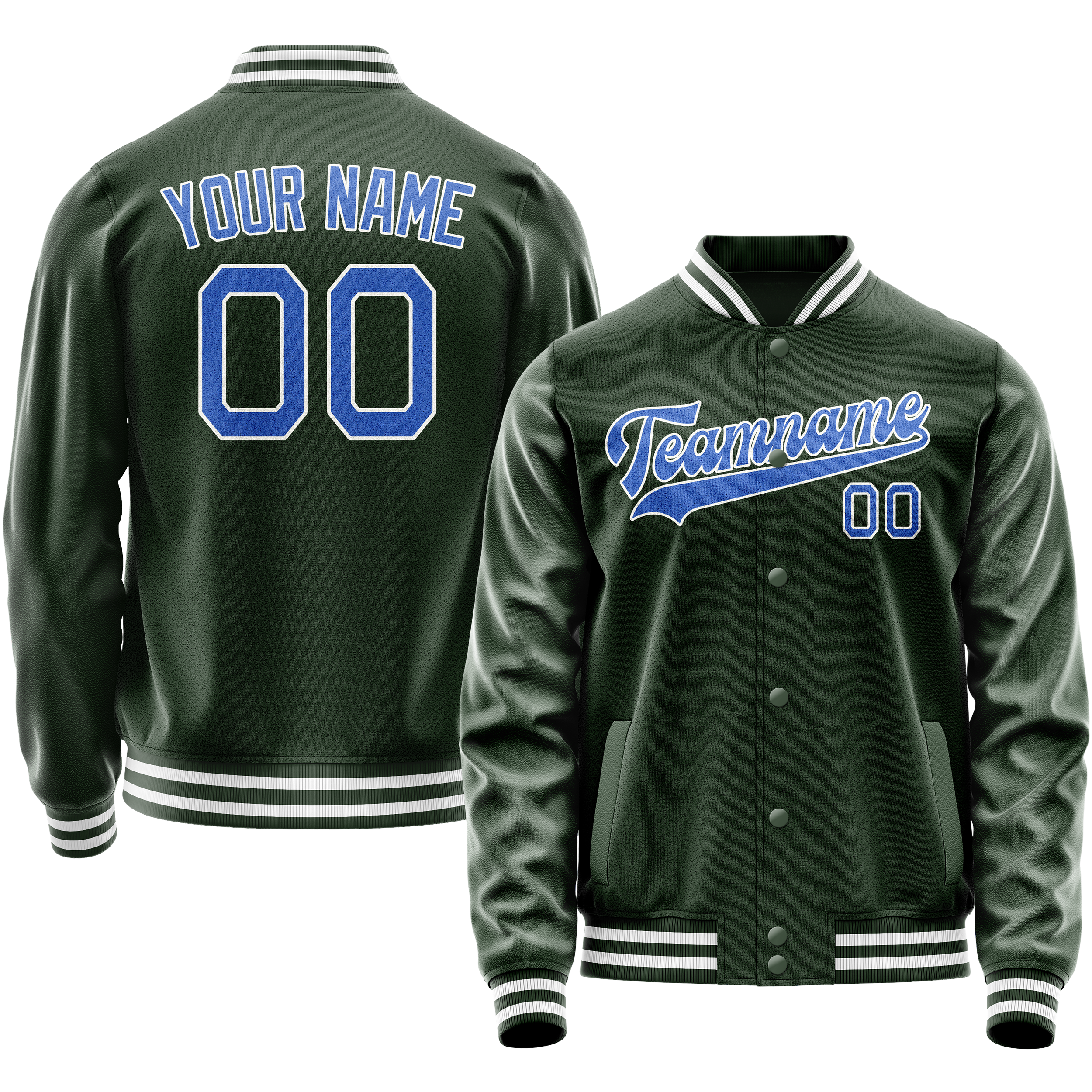Maßgeschneidertes Grün Hellblau Collegejacke JA02240617JG186