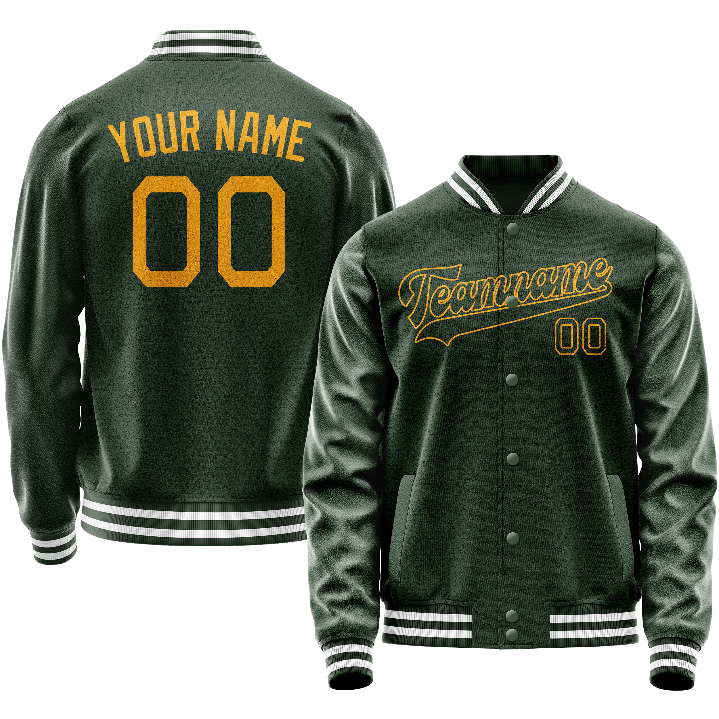 Maßgeschneidertes Grün Gold Collegejacke JA02240617JG188