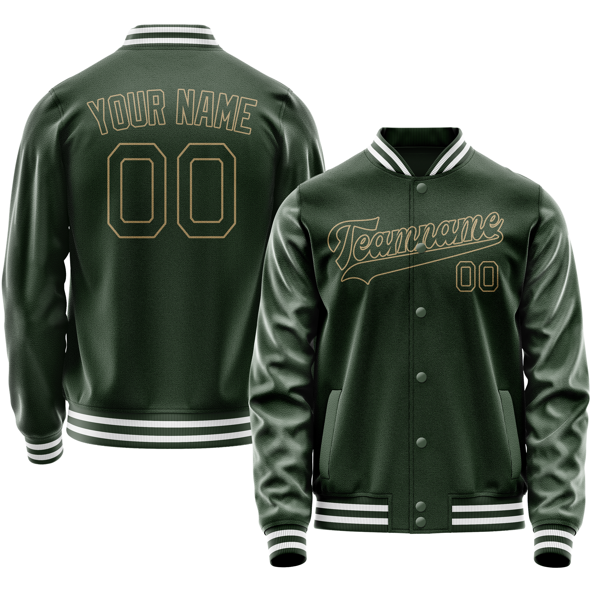 Maßgeschneidertes Grün Creme Collegejacke JA02240617JG187