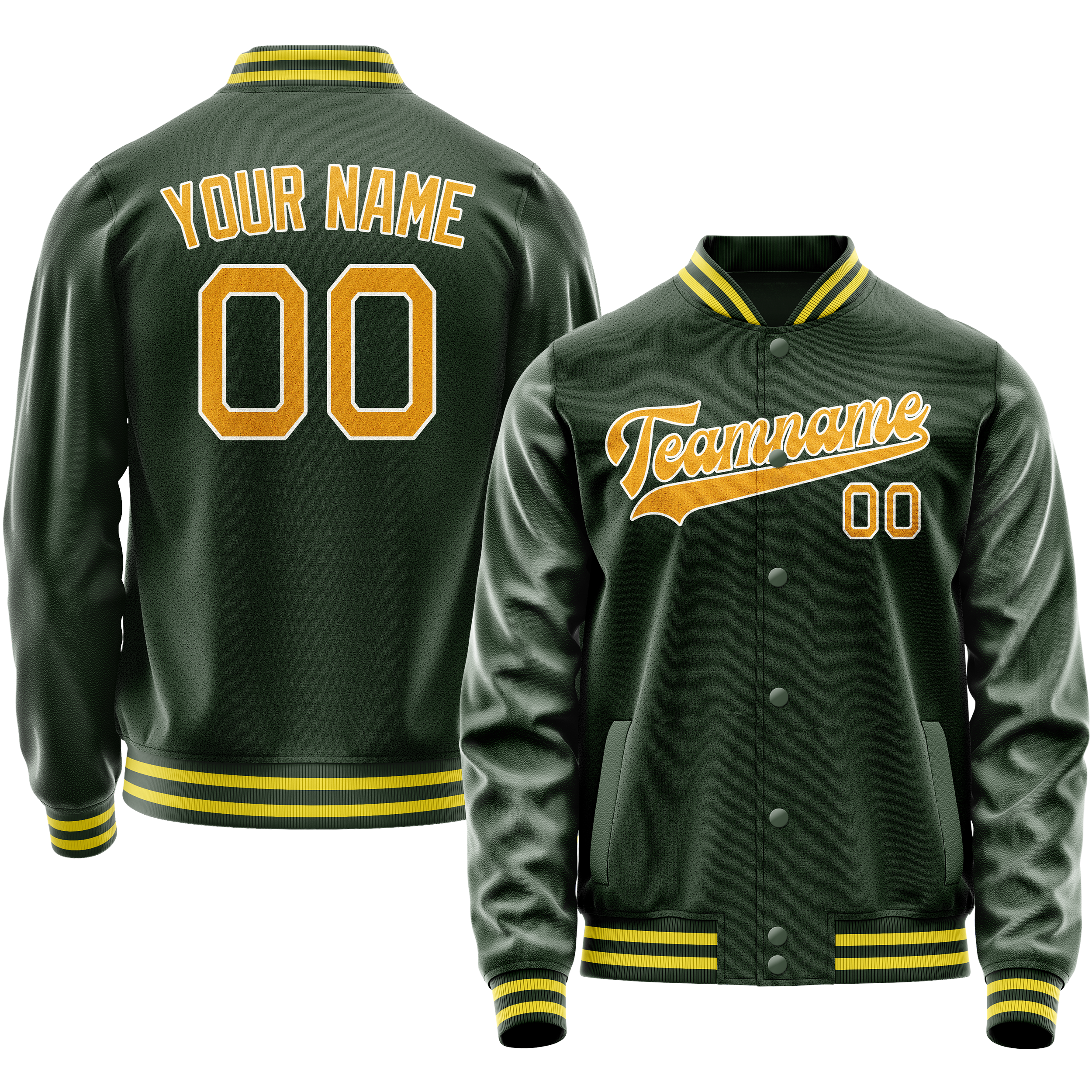 Maßgeschneidertes Grün Gold Collegejacke JA02240617JG202
