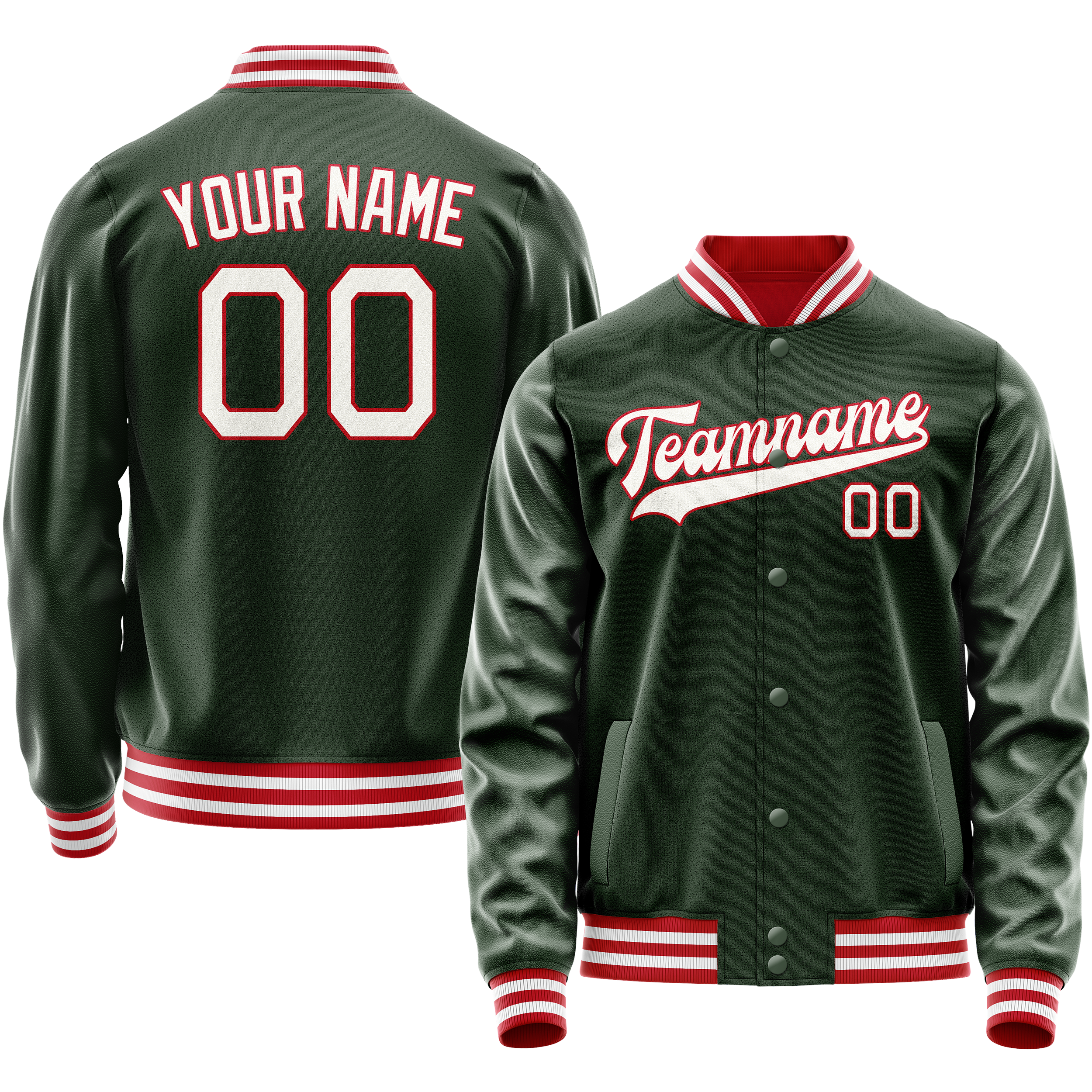 Maßgeschneidertes Grün Weiß Collegejacke JA02240617JG180