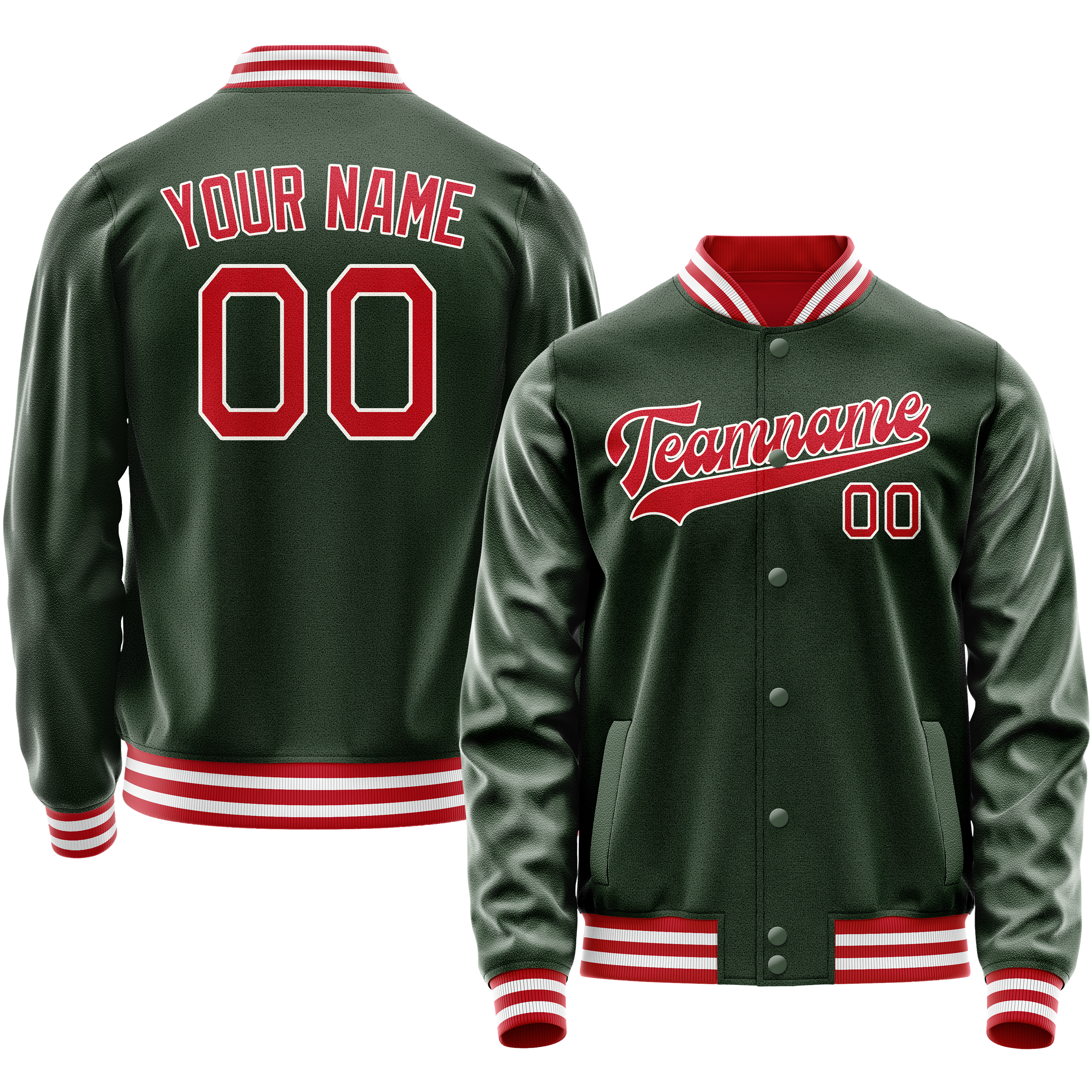 Maßgeschneidertes Grün Rot Collegejacke JA02240617JG185