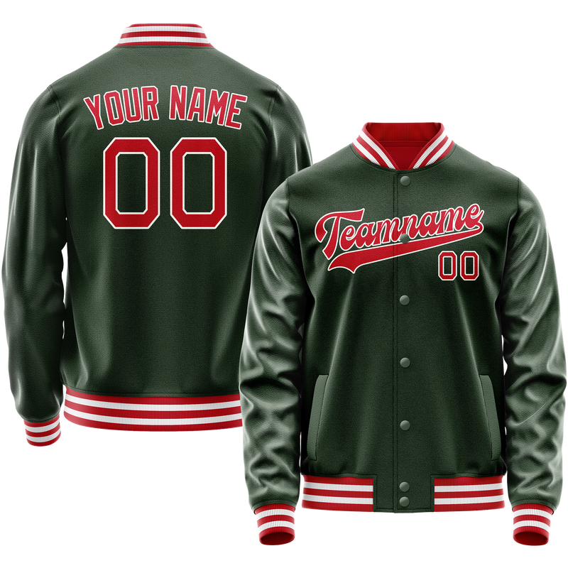 Maßgeschneidertes Grün Rot Collegejacke JA02240617JG185