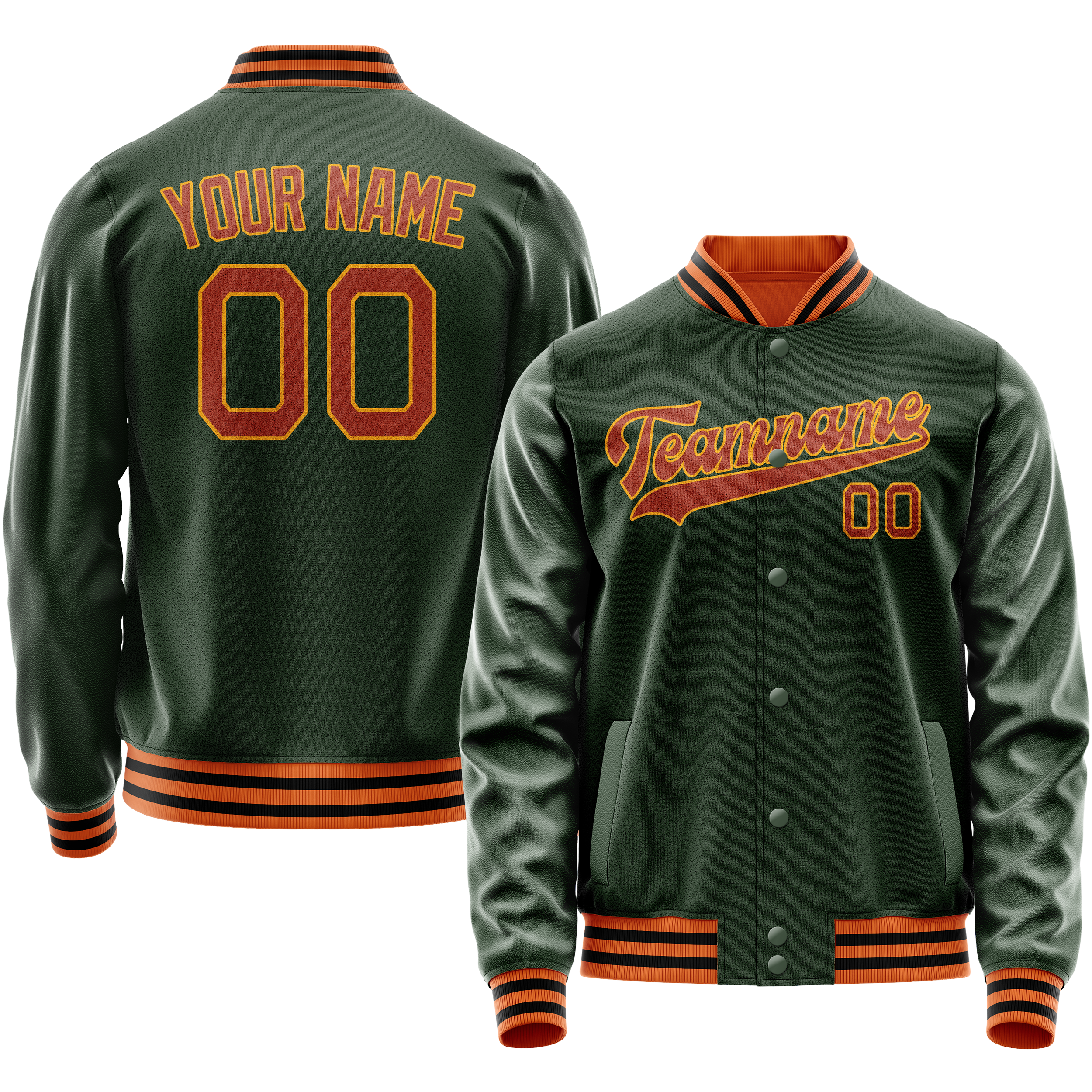 Maßgeschneidertes Grün Orange Collegejacke JA02240617JG192
