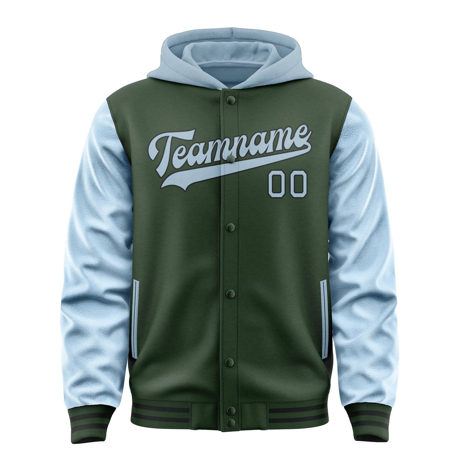 Maßgeschneidertes Tannengrün Hellblau Jacke