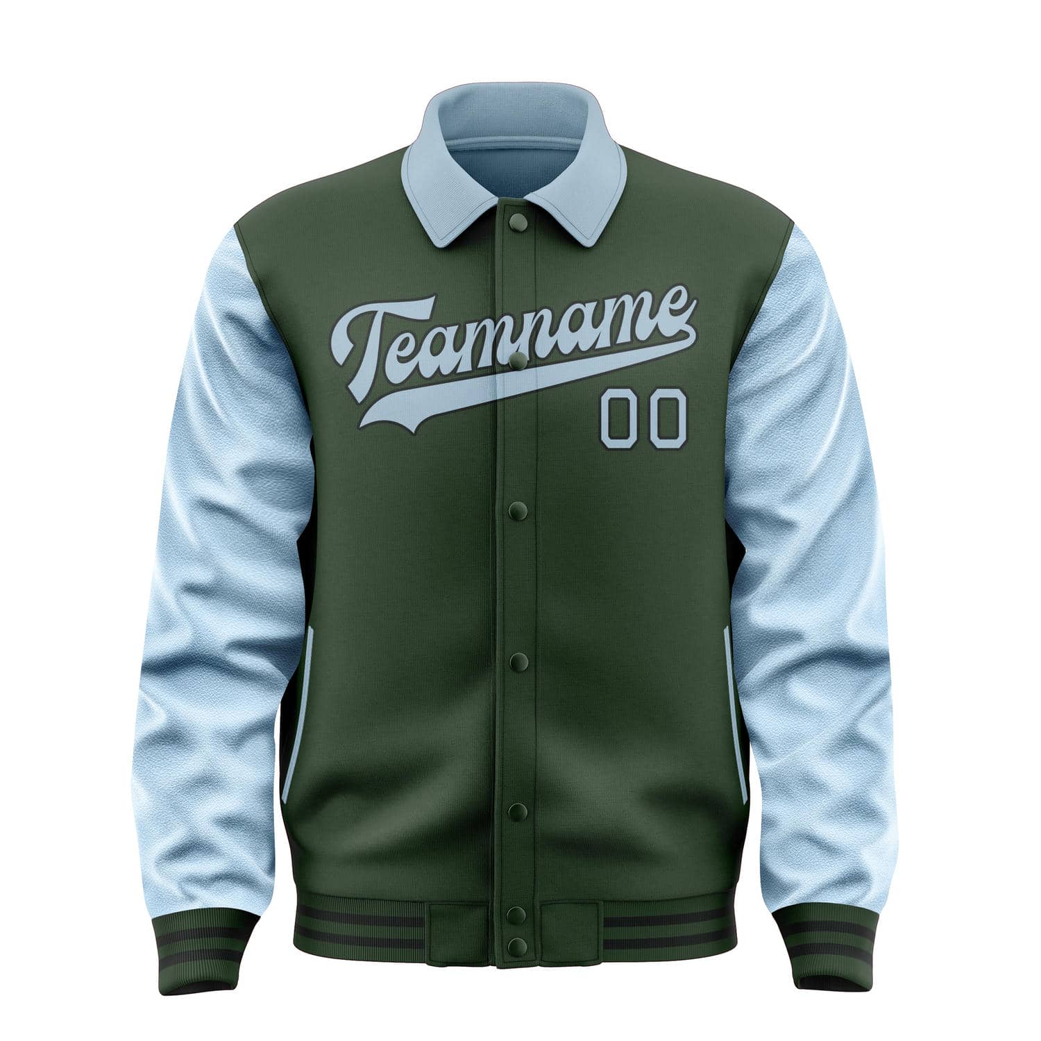 Maßgeschneidertes Tannengrün Hellblau Jacke