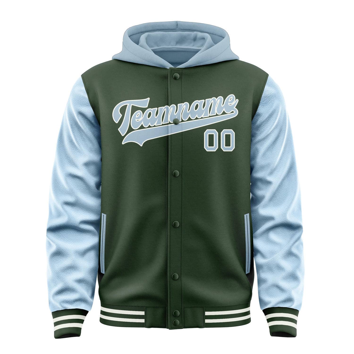 Maßgeschneidertes Tannengrün Hellblau Jacke