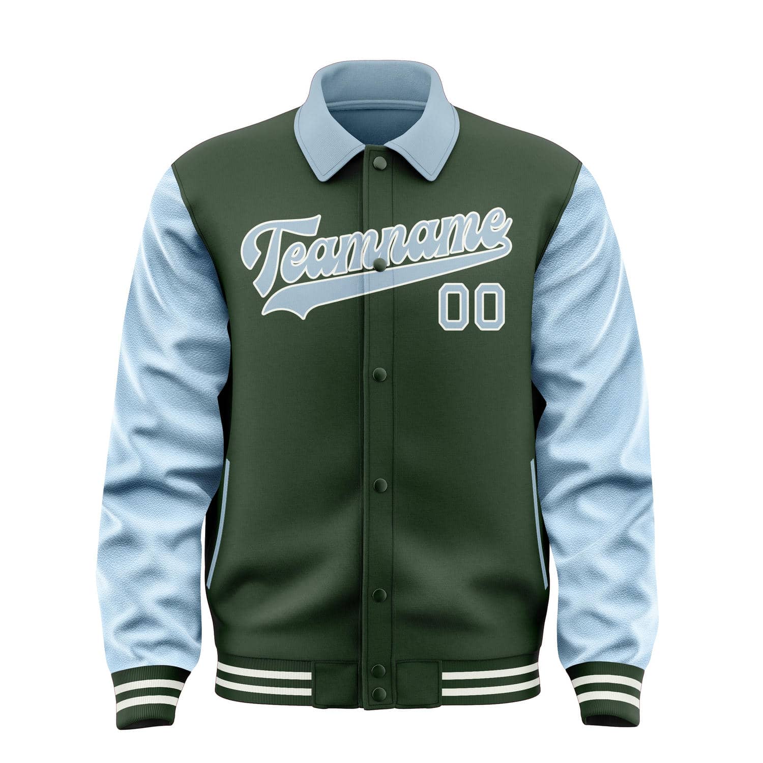 Maßgeschneidertes Tannengrün Hellblau Jacke