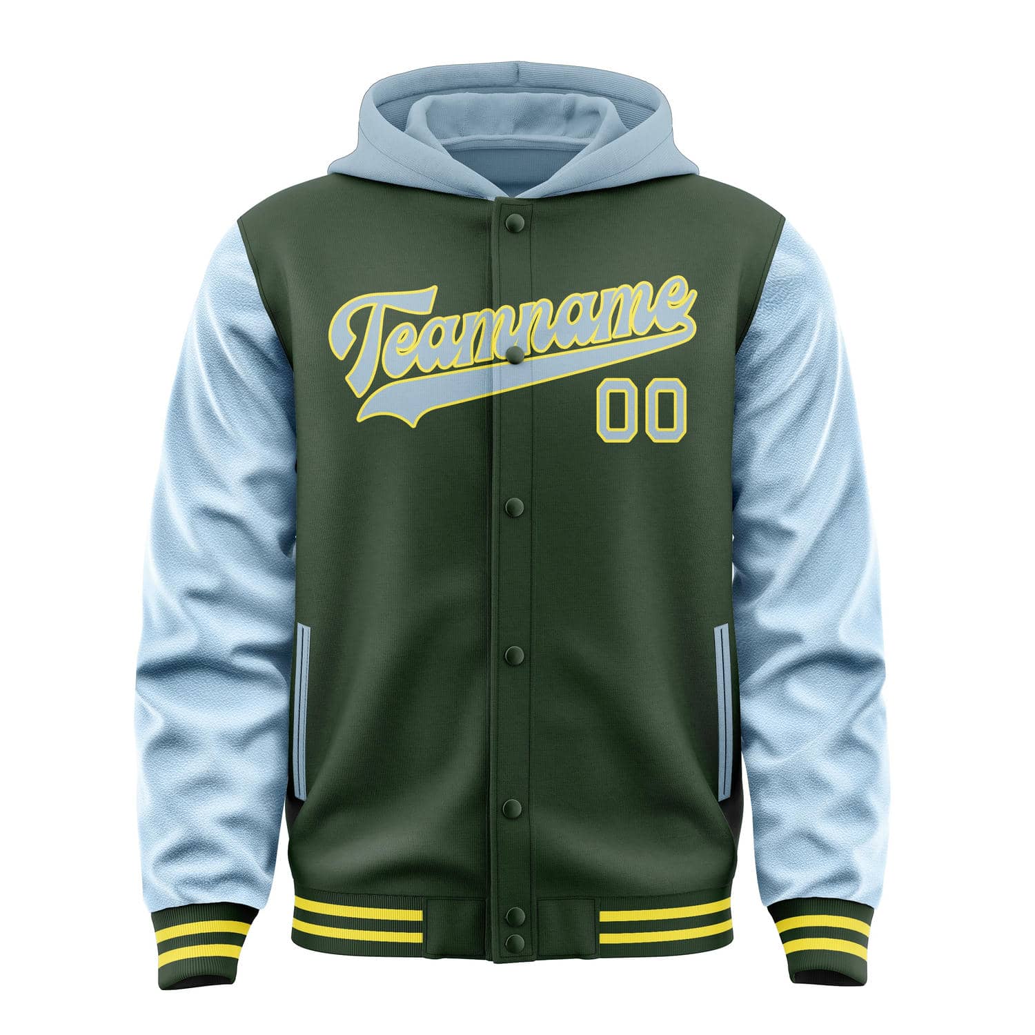 Maßgeschneidertes Tannengrün Hellblau Jacke