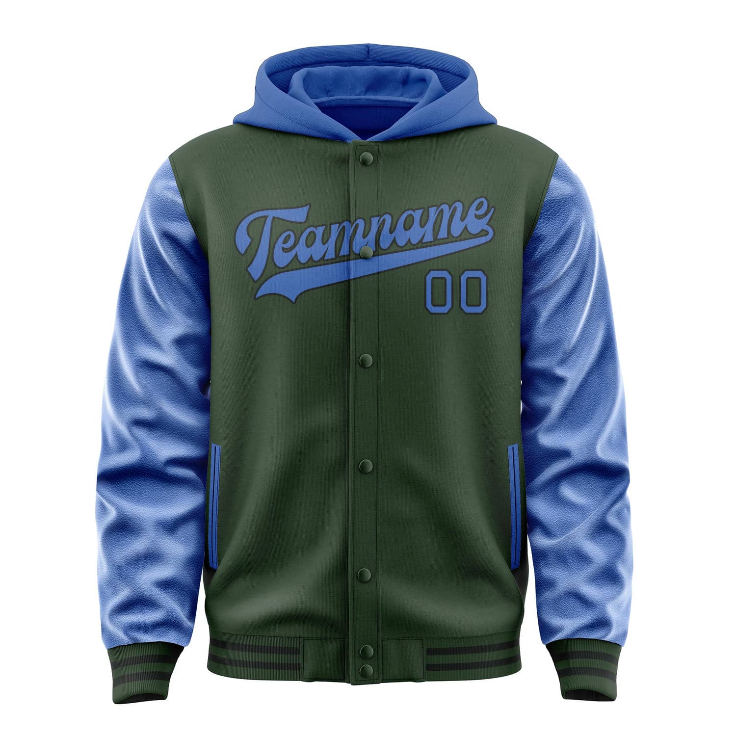 Maßgeschneidertes Tannengrün Himmelblau Jacke
