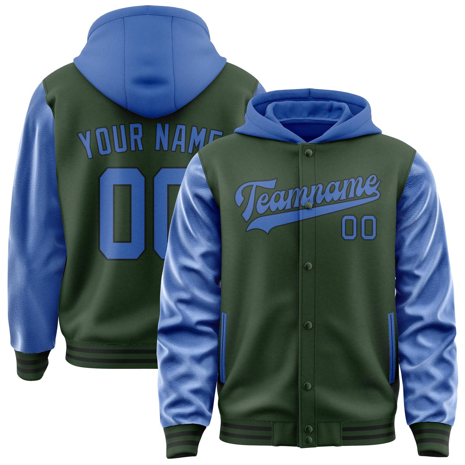 Maßgeschneidertes Tannengrün Himmelblau Jacke JA060609061717090917