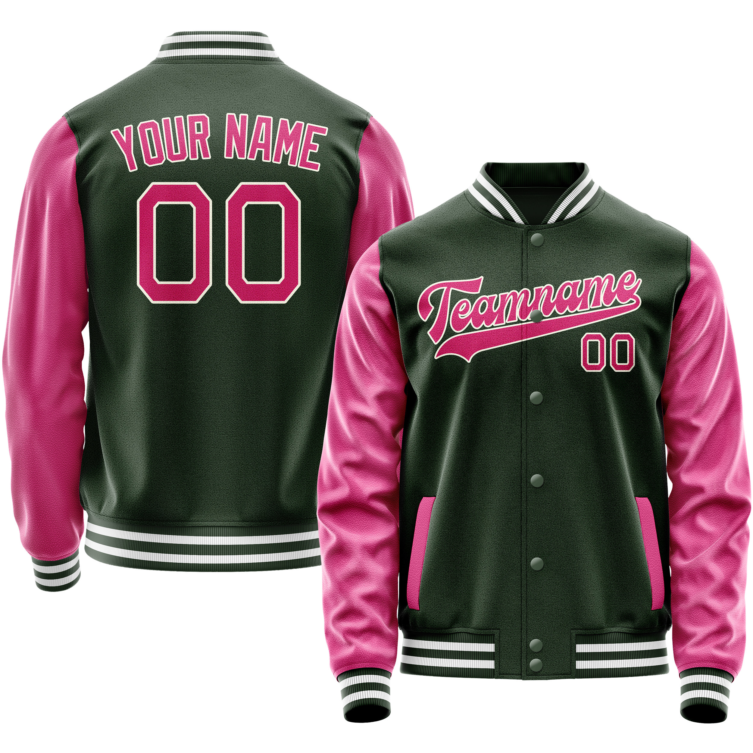 Maßgeschneidertes Grün Rosa Collegejacke JA02240617JG197