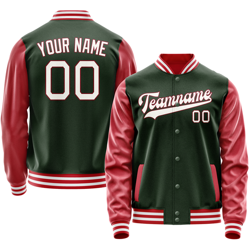 Maßgeschneidertes Grün Karmesinrot Collegejacke JA02240617JG199