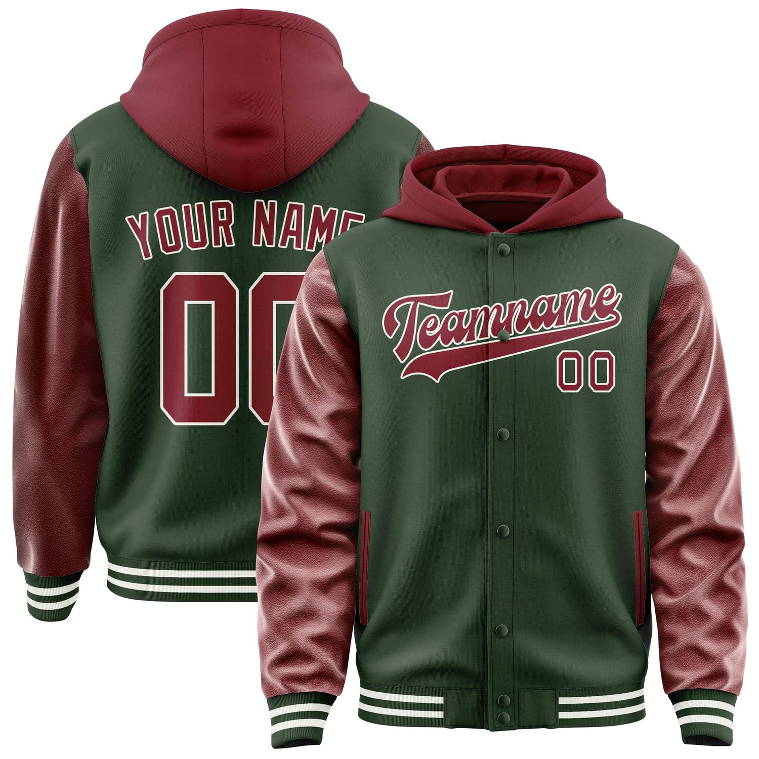 Maßgeschneidertes Tannengrün Karmesinrot Jacke