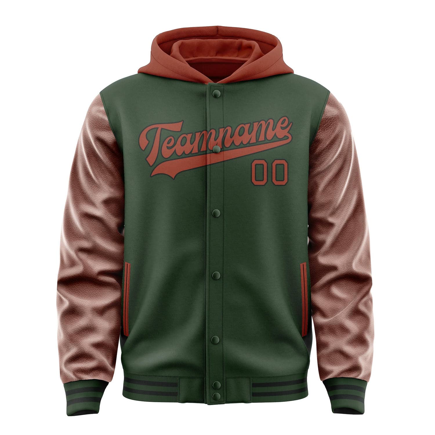 Maßgeschneidertes Tannengrün Korallenrot Jacke