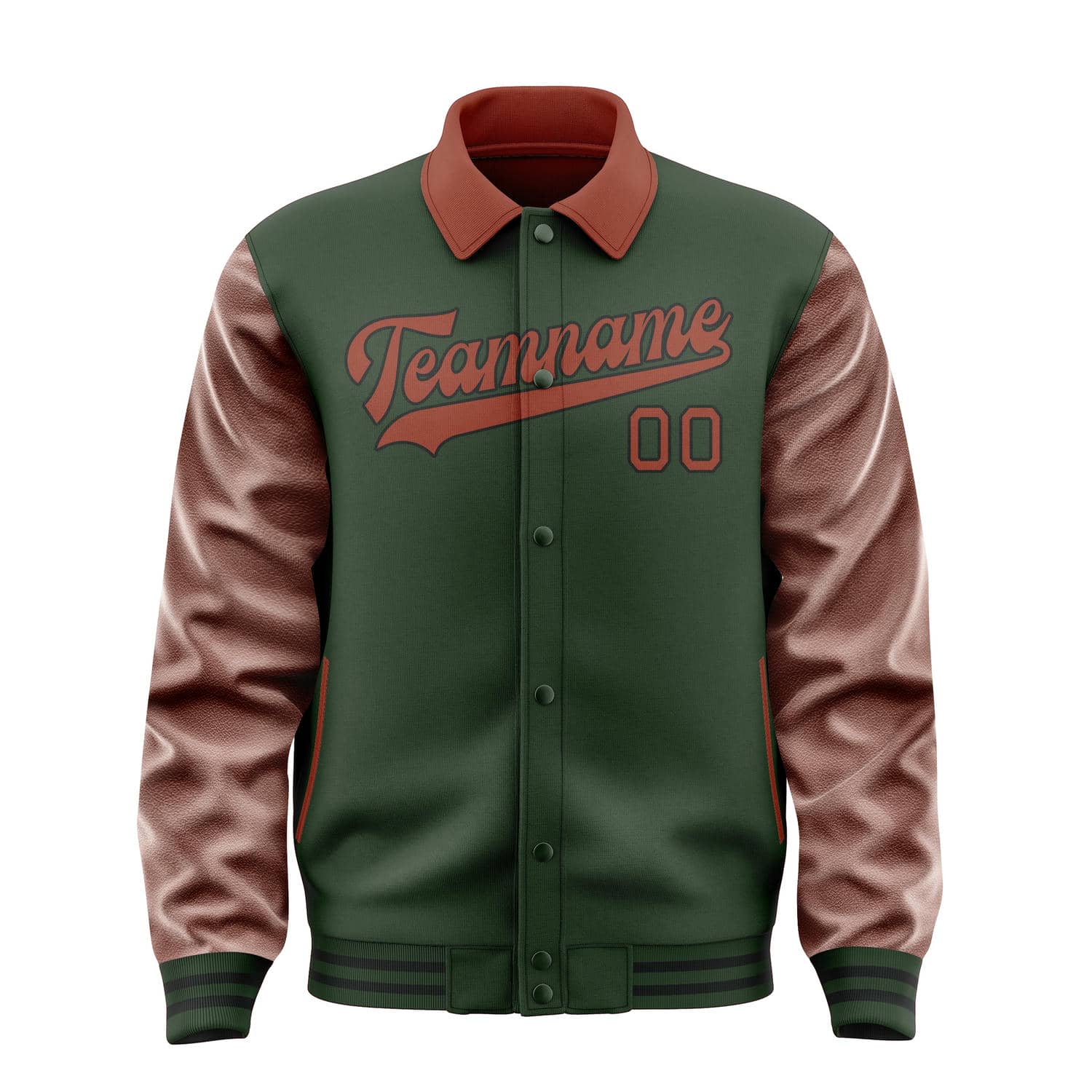 Maßgeschneidertes Tannengrün Korallenrot Jacke
