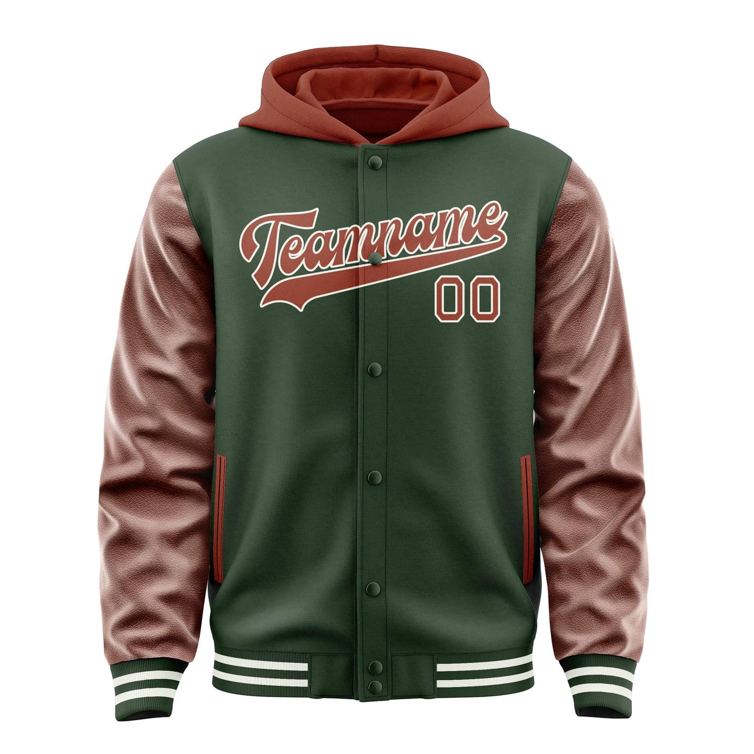 Maßgeschneidertes Tannengrün Korallenrot Jacke