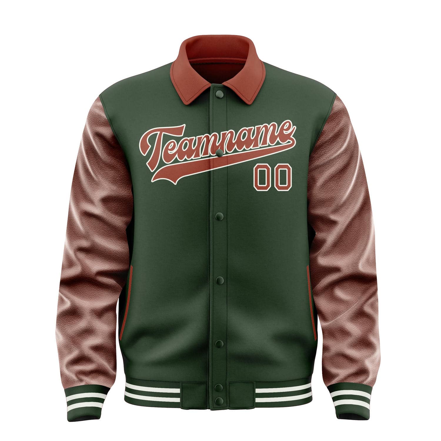 Maßgeschneidertes Tannengrün Korallenrot Jacke